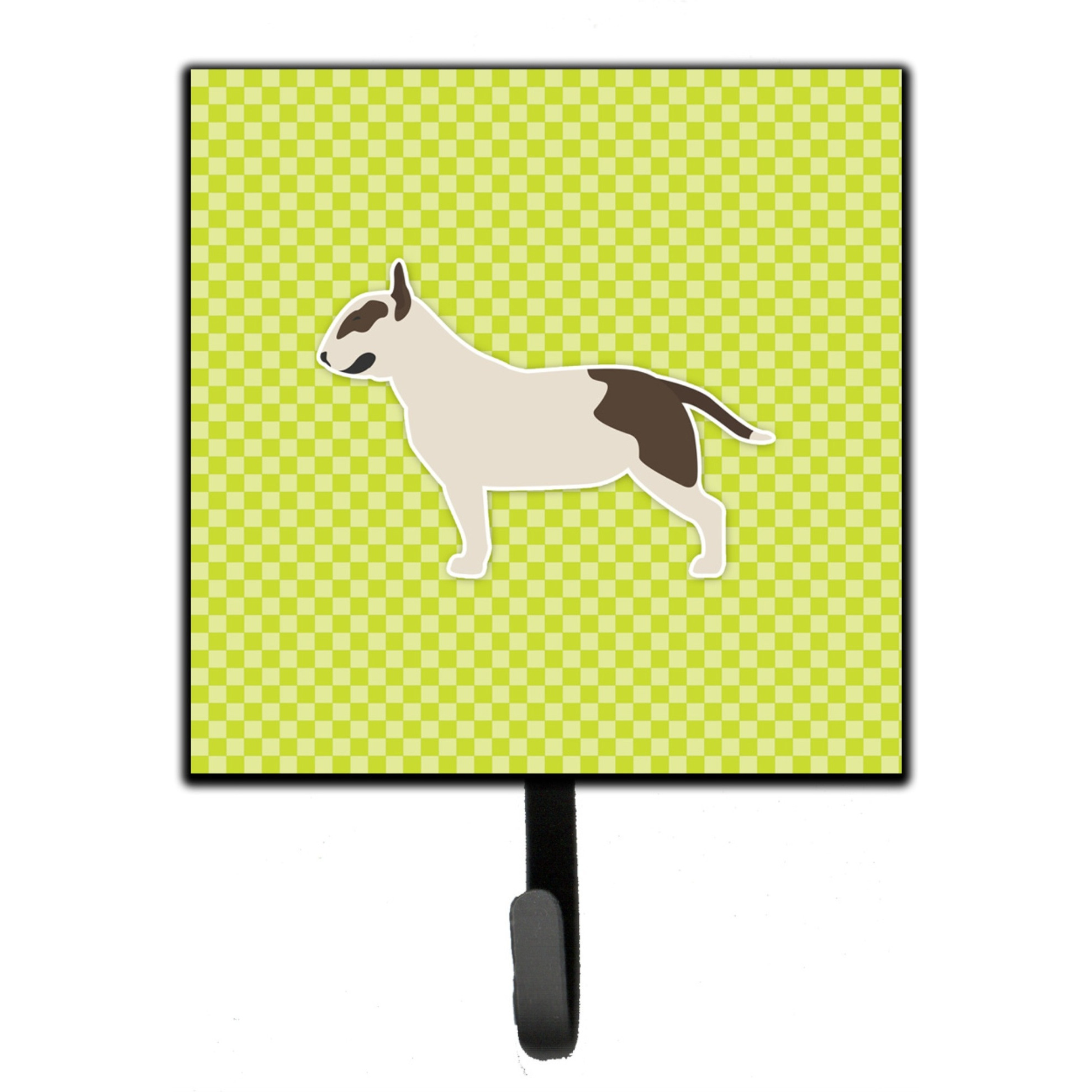 &quotCaroline's Treasures Bull Terrier Checkerboard Green Leash or Key Holder BB3878SH4, Small, Multicolor"