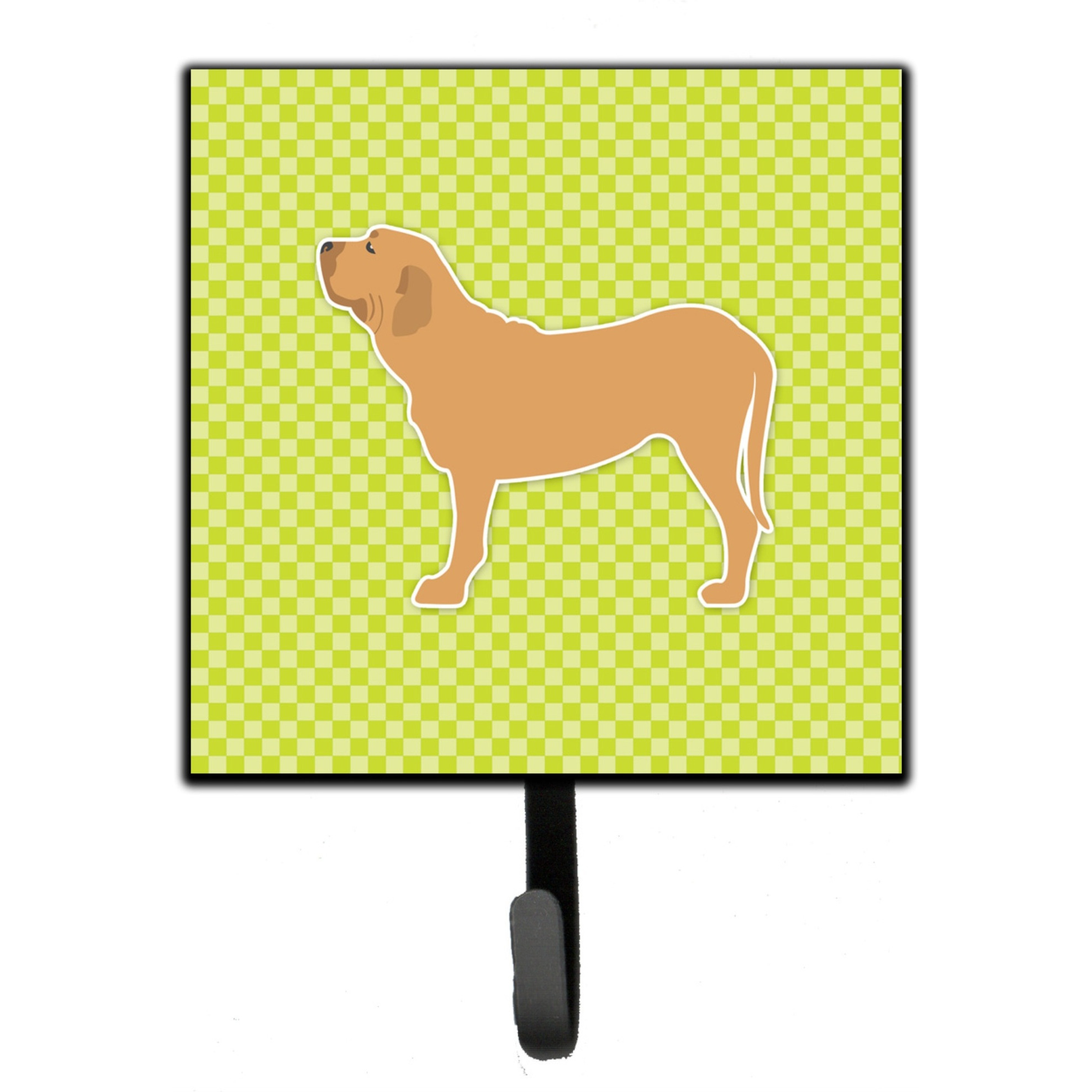 &quotCaroline's Treasures Fila Brasileiro Checkerboard Green Leash or Key Holder BB3879SH4, Small, Multicolor"
