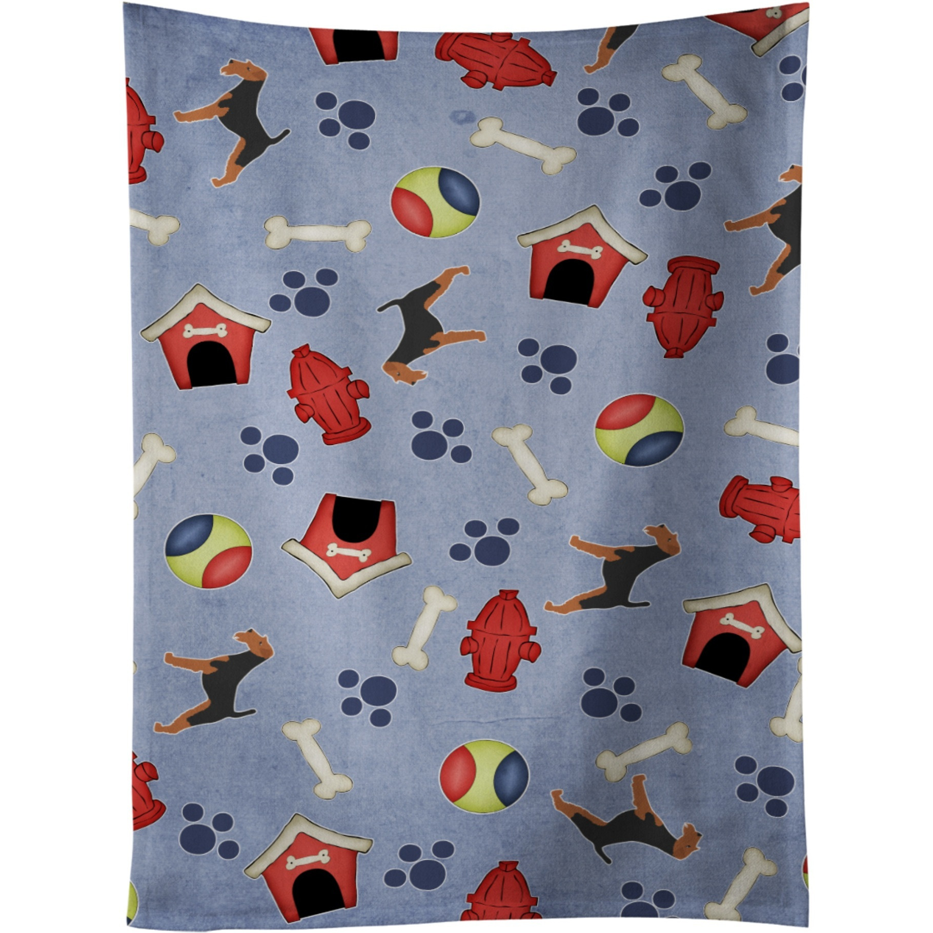 &quotCaroline's Treasures BB3885KTWL Welsh Terrier Dog House Collection Kitchen Towel, 25"" x 15"", Multicolor"