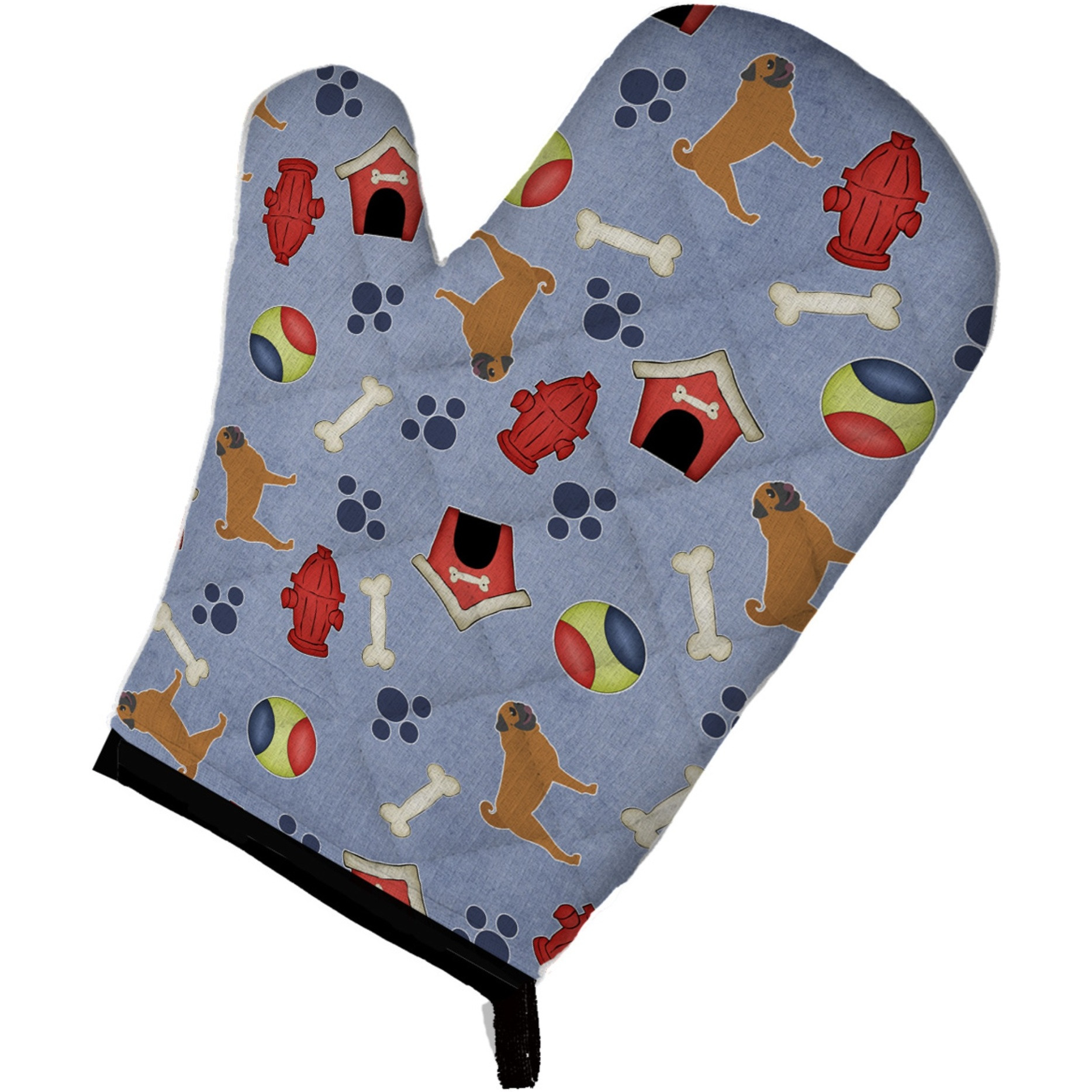&quotCaroline's Treasures BB3947OVMT Pug Dog House Collection Oven Mitt, 12"" by 8.5"", Multicolor"