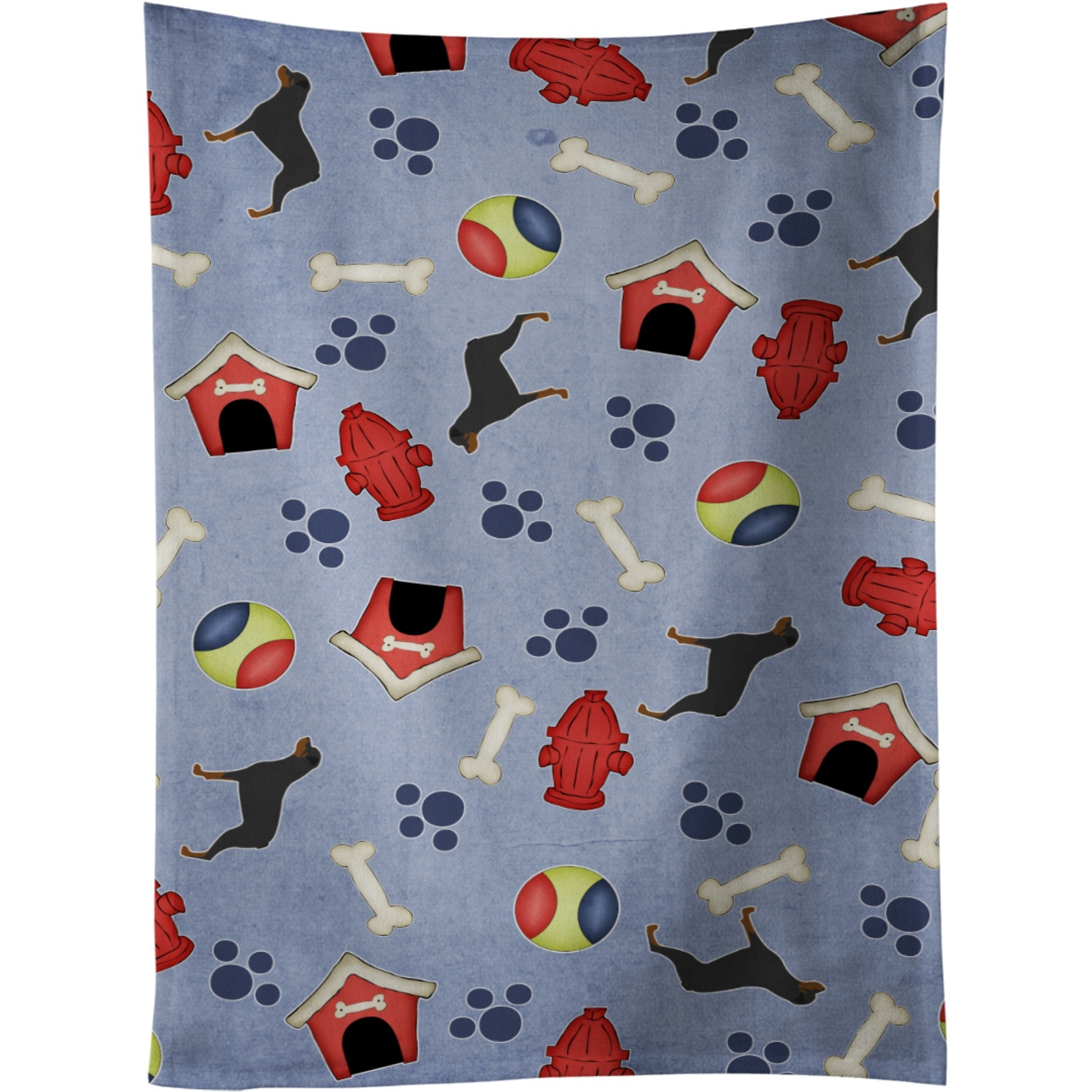 &quotCaroline's Treasures BB3966KTWL Rottweiler Dog House Collection Kitchen Towel, 25"" x 15"", Multicolor"