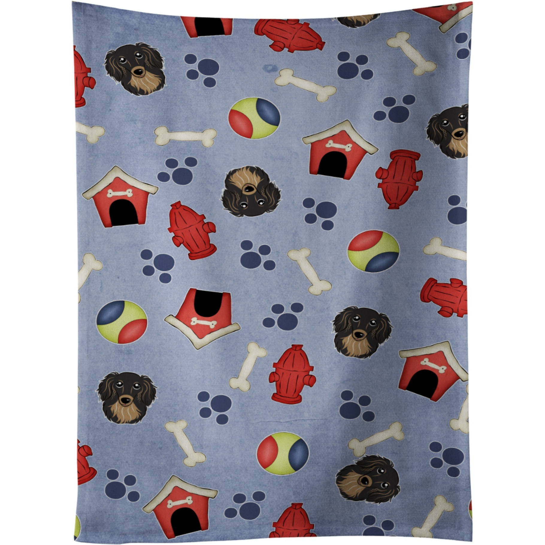 &quotCaroline's Treasures BB3992KTWL Longhair Black and Tan Dachshund Kitchen Towel, 25"" x 15"", Multicolor"