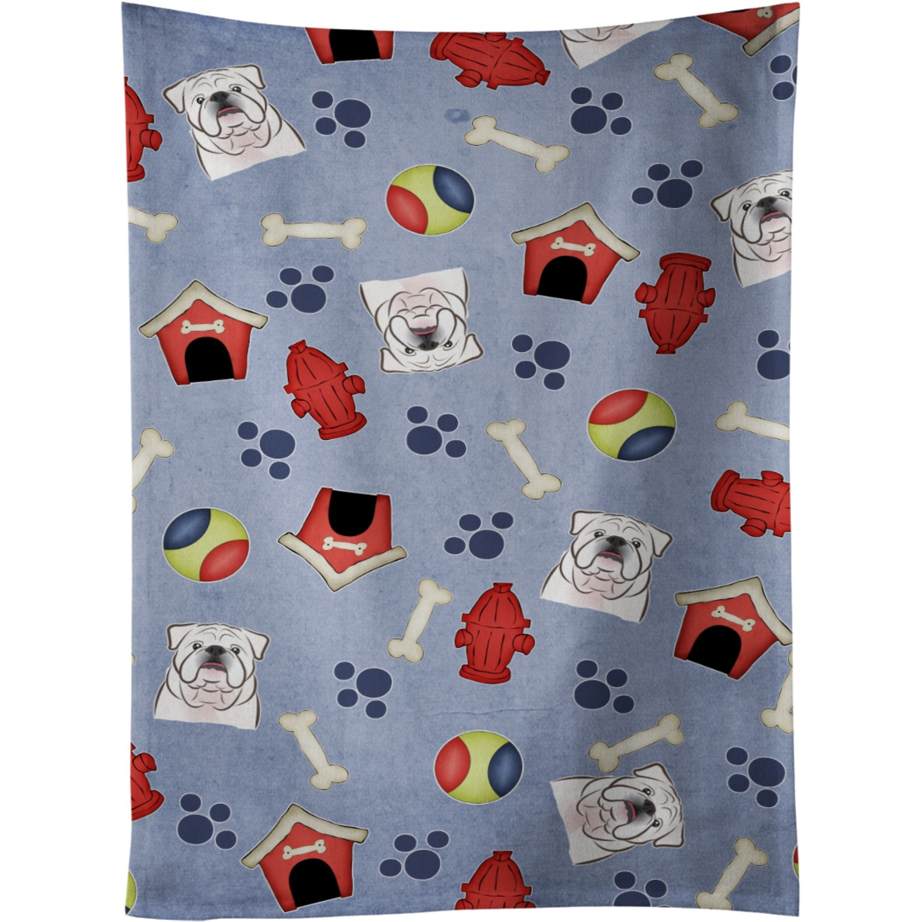&quotCaroline's Treasures BB3999KTWL White English Bulldog Kitchen Towel, 25"" x 15"", Multicolor"