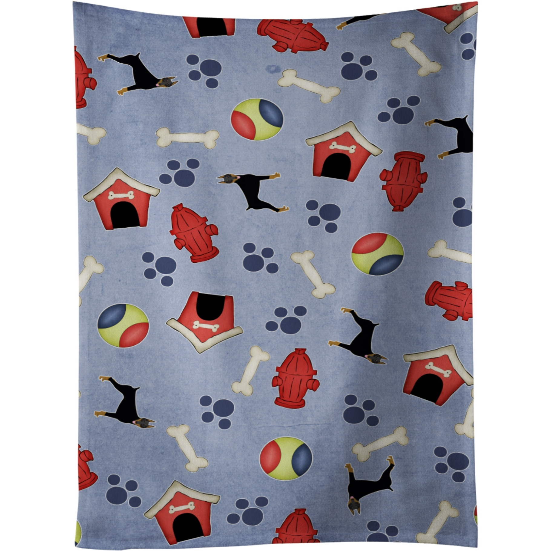 &quotCaroline's Treasures BB4081KTWL Dog House Doberman Pinscher Kitchen Towel, 25"" x 15"", Multicolor"