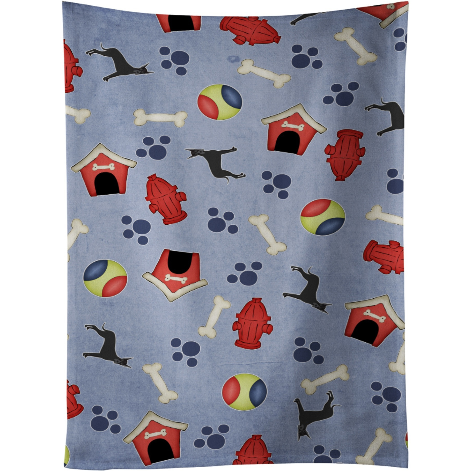 &quotCaroline's Treasures BB4096KTWL Dog House Black Cropped Great Dane Kitchen Towel, 25"" x 15"", Multicolor"