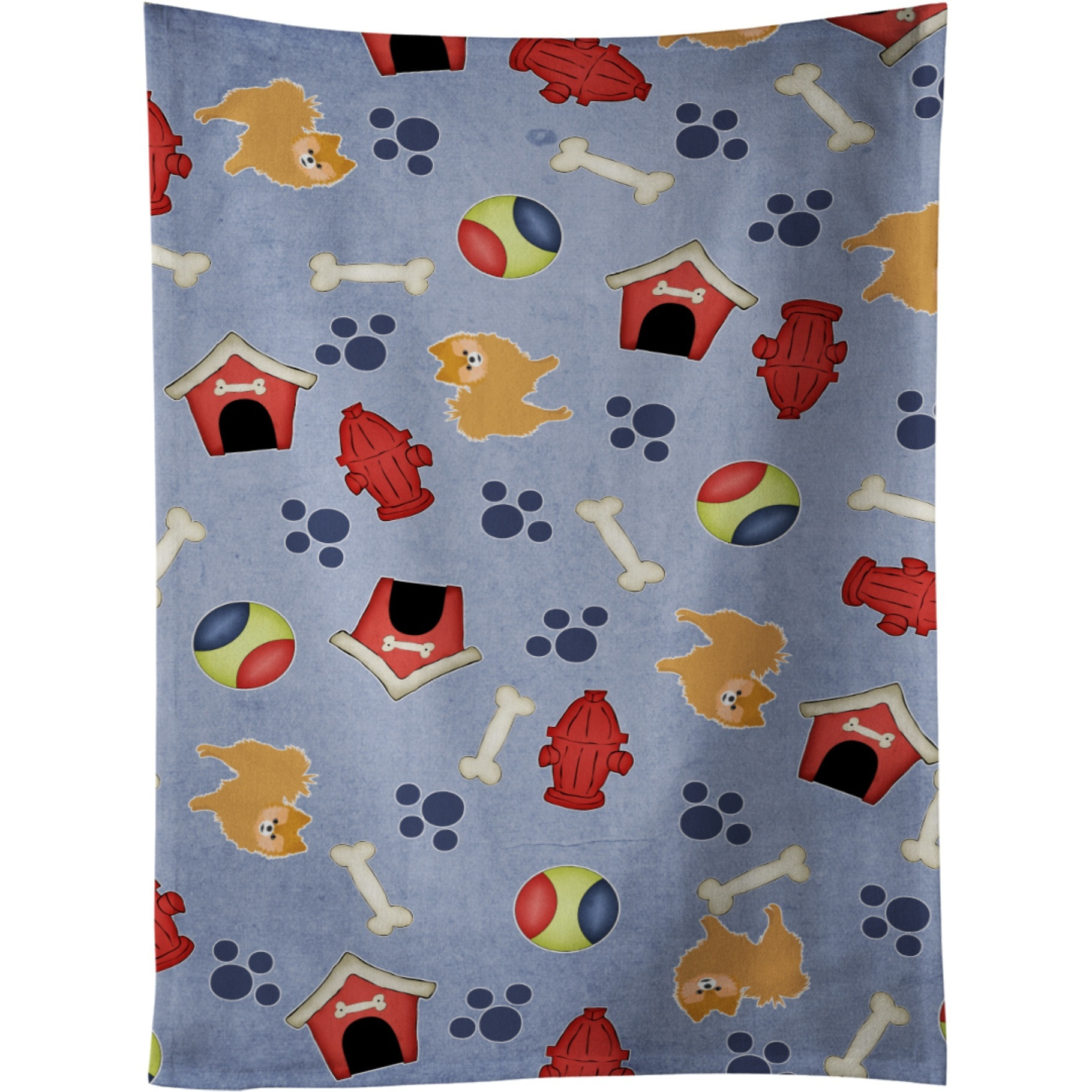 &quotCaroline's Treasures BB4110KTWL Dog House Collection Red Pomeranian Kitchen Towel, 25"" x 15"", Multicolor"
