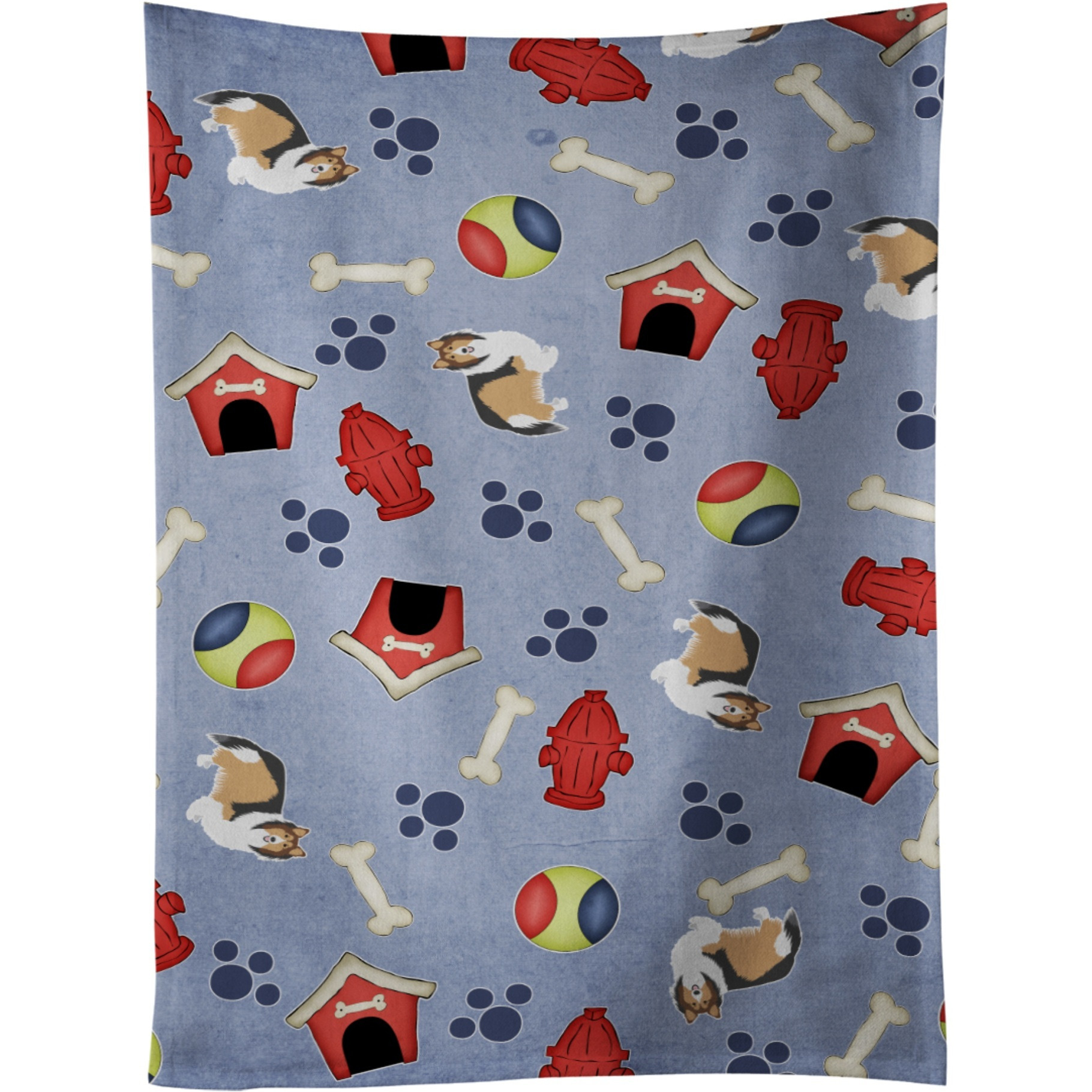 &quotCaroline's Treasures BB4118KTWL Dog House Sheltie Shetland Sheepdog Kitchen Towel, 25"" x 15"", Multicolor"