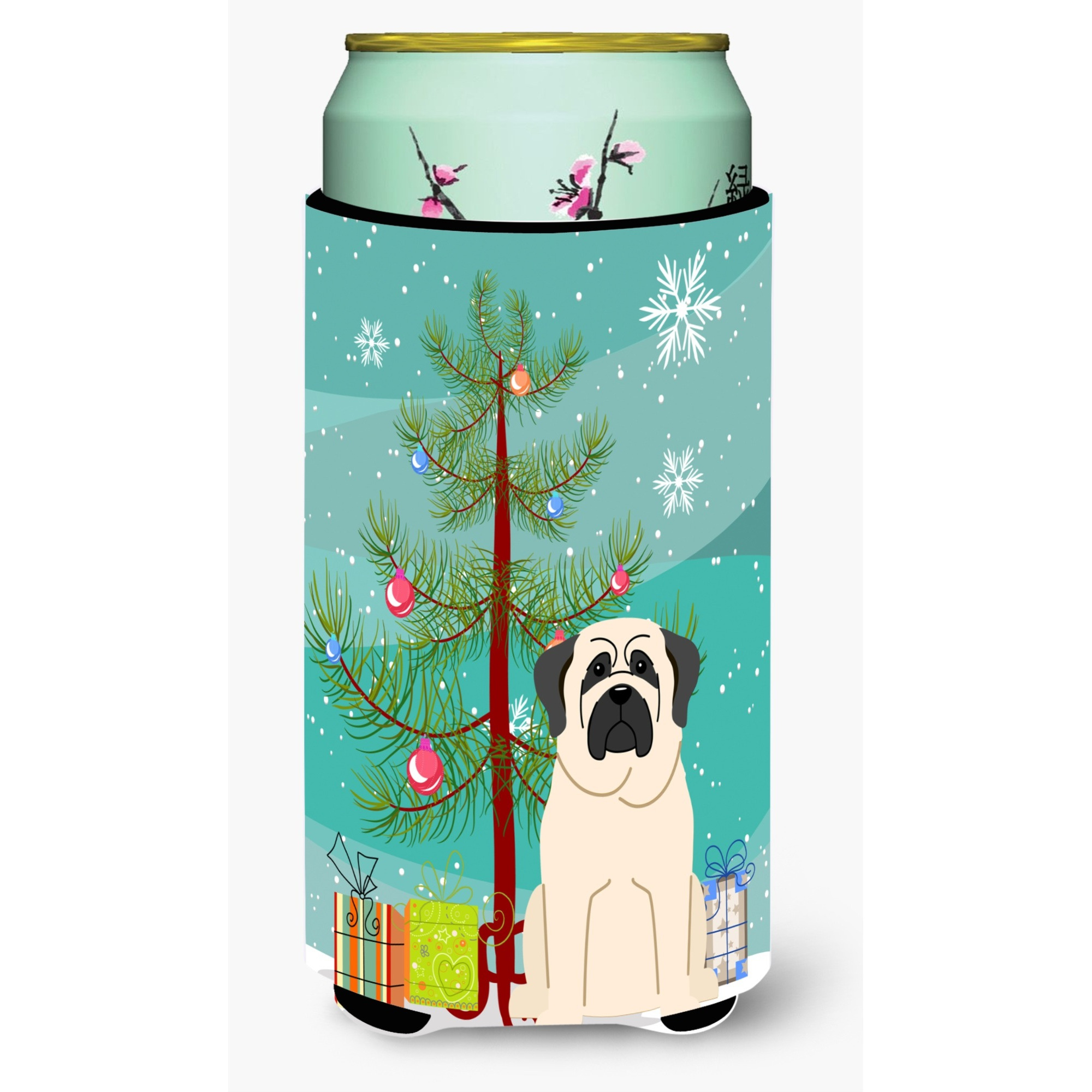 &quotCaroline's Treasures Merry Christmas Tree Mastiff White Tall Boy Beverage Insulator Hugger BB4142TBC, Multicolor"
