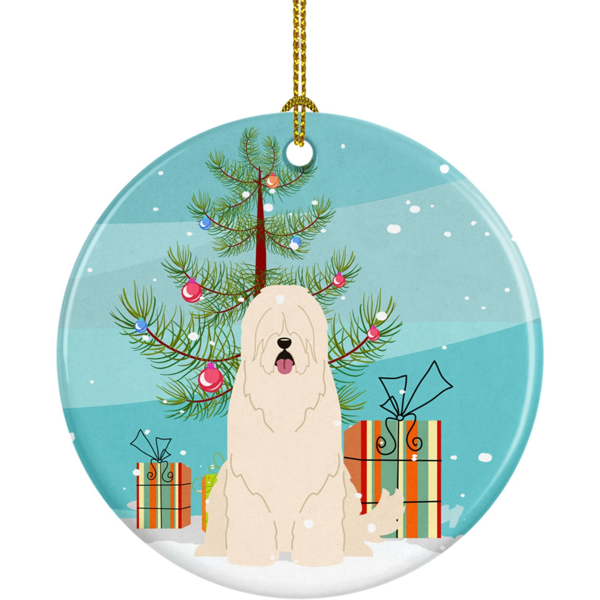 Caroline's Treasures Merry Christmas Tree South Russian Sheepdog Ceramic Ornament