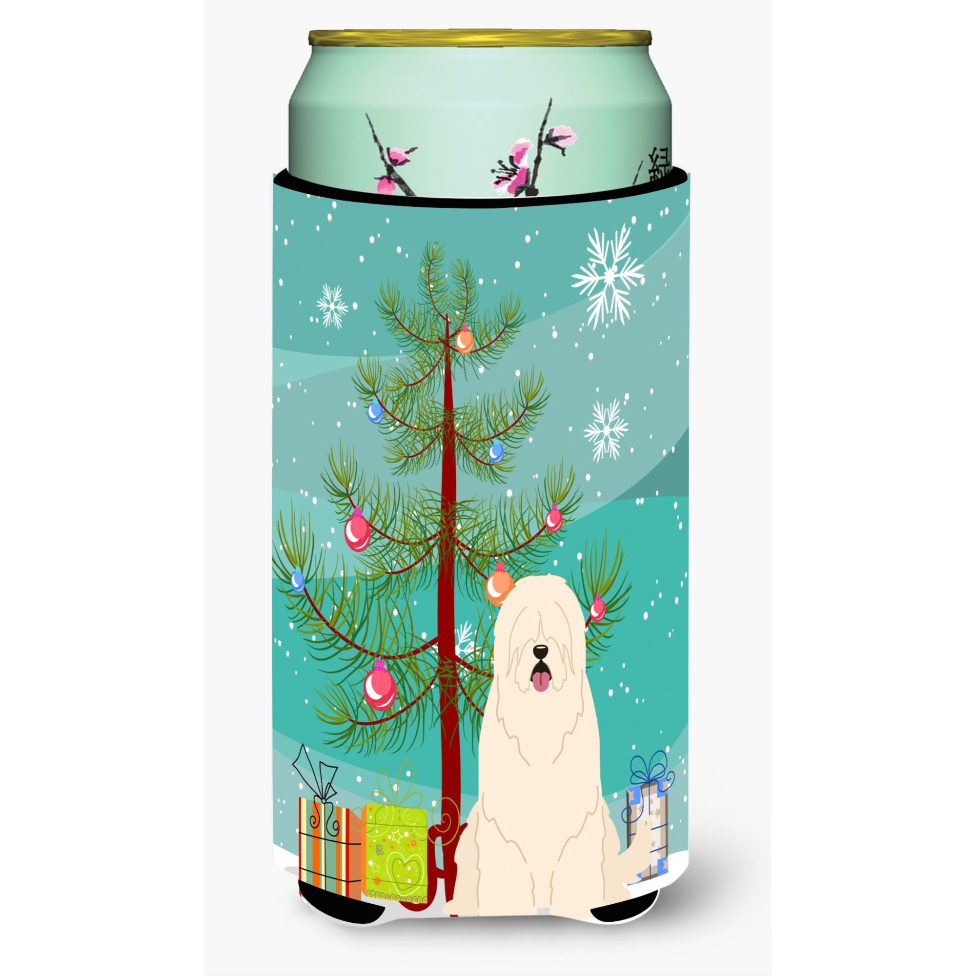 &quotCaroline's Treasures Merry Christmas Tree South Russian Sheepdog Tall Boy Beverage Insulator Hugger BB4149TBC, Multicolor"