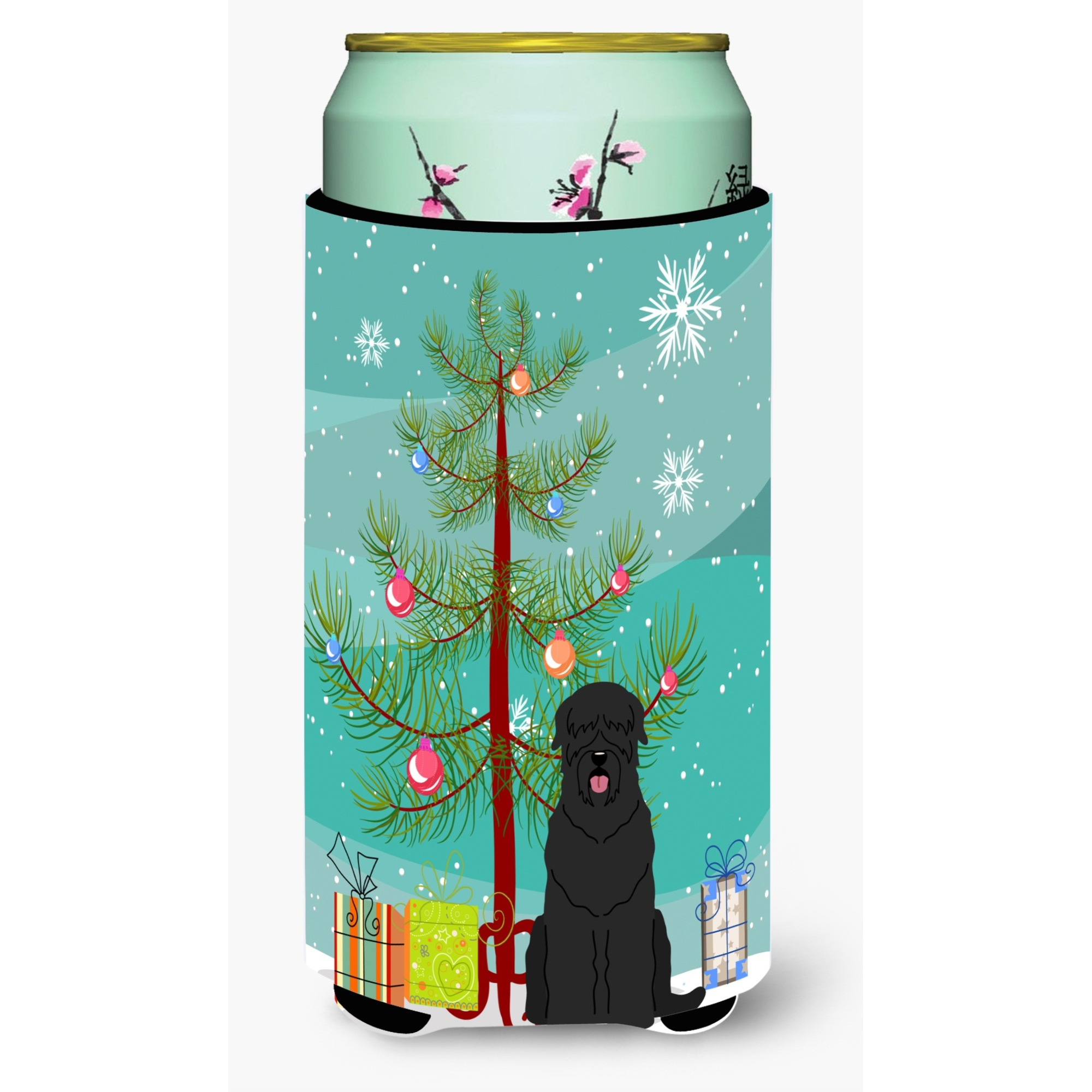 &quotCaroline's Treasures Merry Christmas Tree black Russian Terrier Tall Boy Beverage Insulator Hugger BB4151TBC, Multicolor"