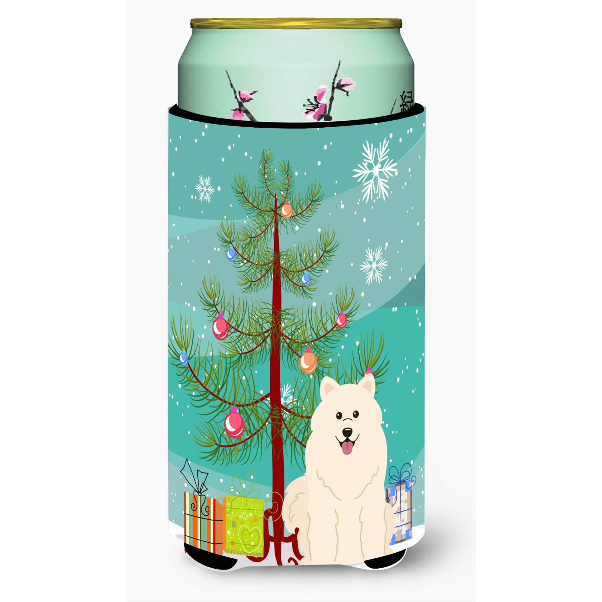 &quotCaroline's Treasures Merry Christmas Tree Samoyed Tall Boy Beverage Insulator Hugger BB4155TBC, Multicolor"