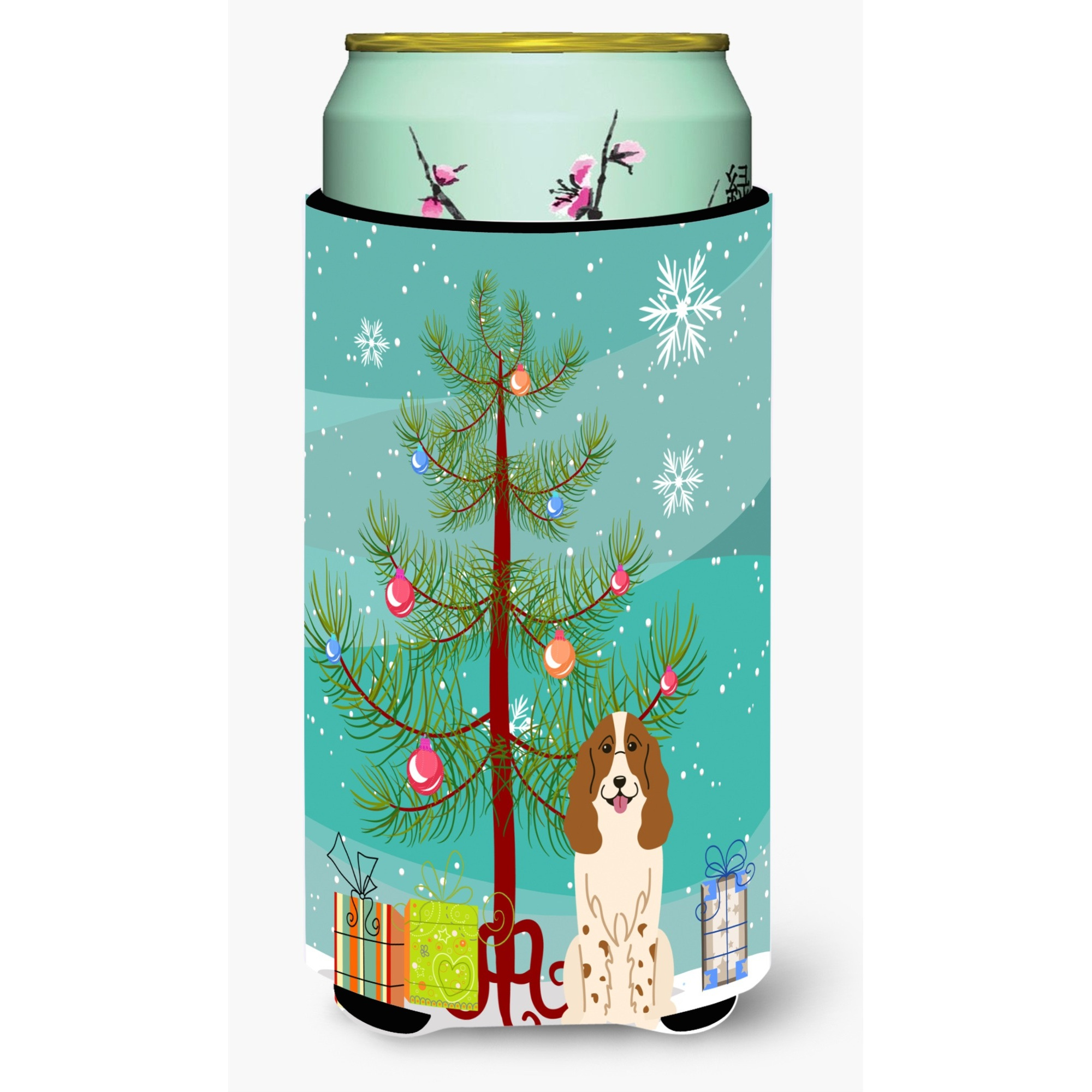 &quotCaroline's Treasures Merry Christmas Tree Russian Spaniel Tall Boy Beverage Insulator Hugger BB4156TBC, Multicolor"