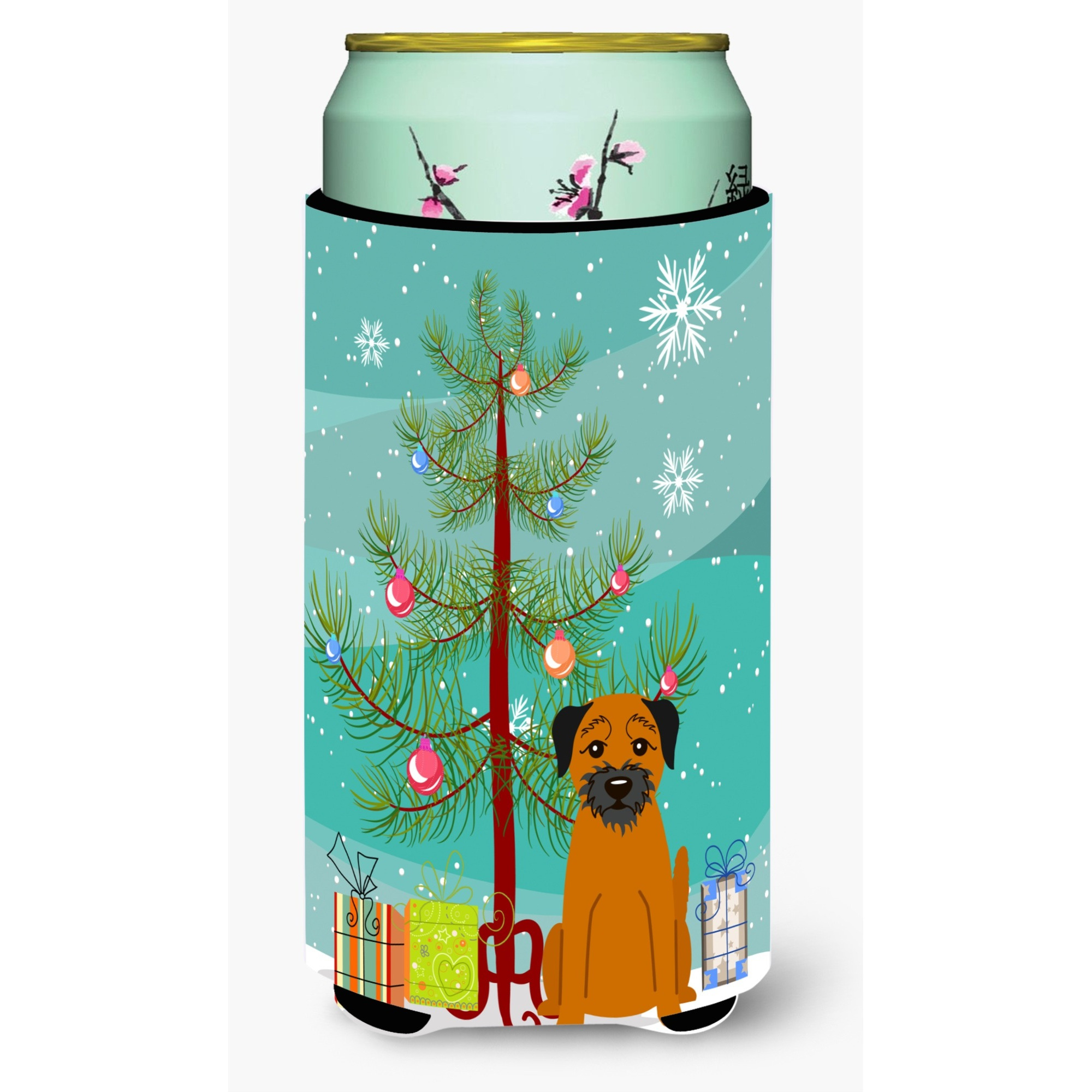 &quotCaroline's Treasures Merry Christmas Tree Border Terrier Tall Boy Beverage Insulator Hugger BB4164TBC, Multicolor"