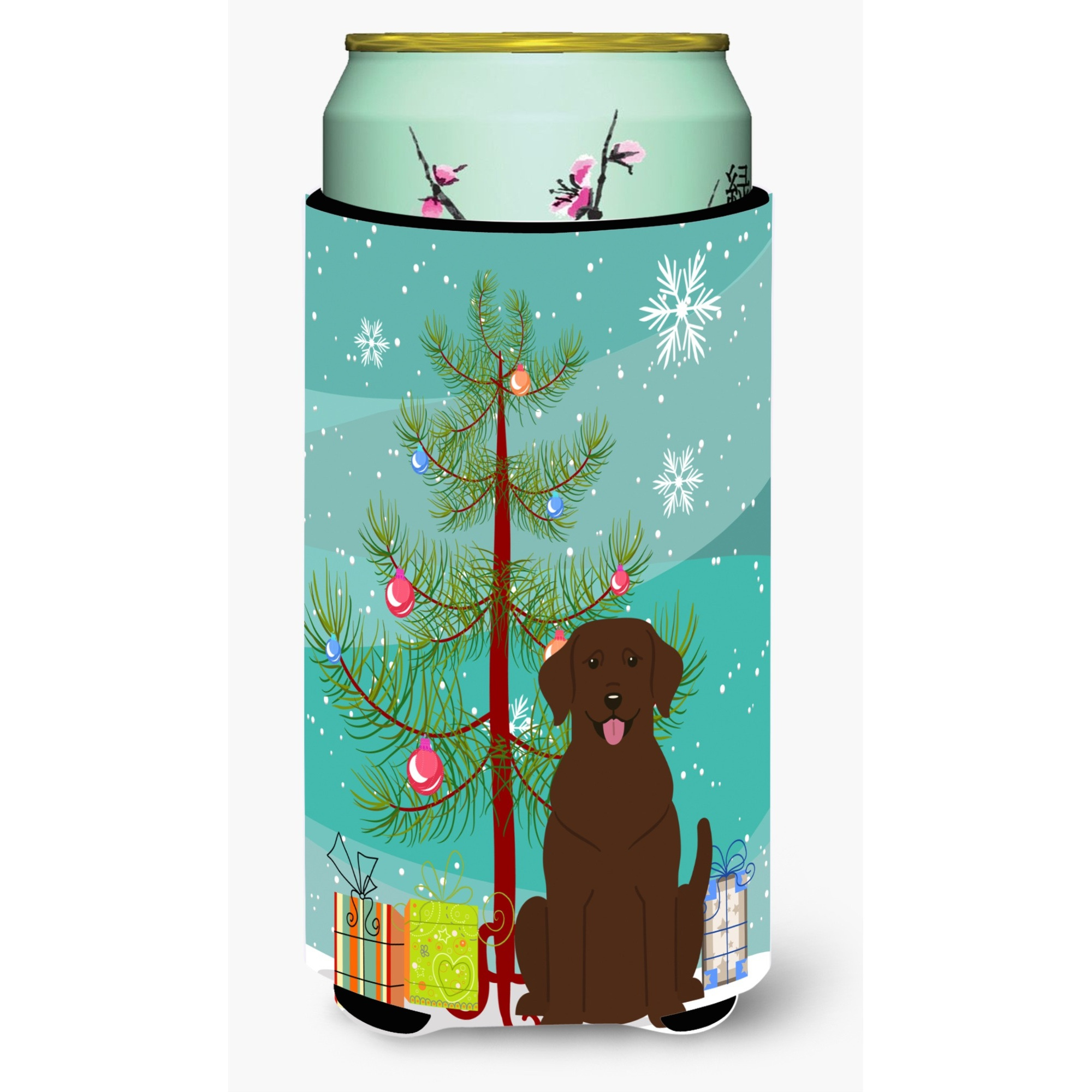 &quotCaroline's Treasures Merry Christmas Tree Chocolate Labrador Tall Boy Beverage Insulator Hugger BB4181TBC, Multicolor"