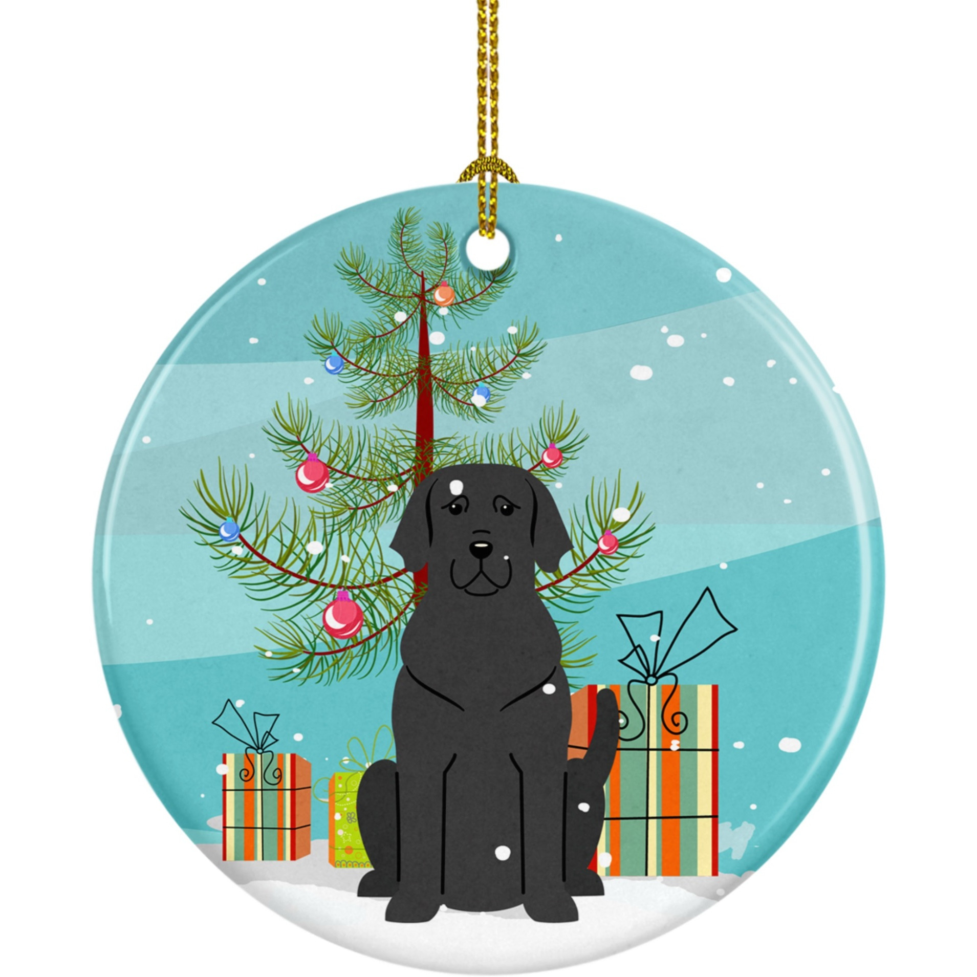&quotCaroline's Treasures Merry Christmas Tree Black Labrador Ceramic Ornament, Multicolor"