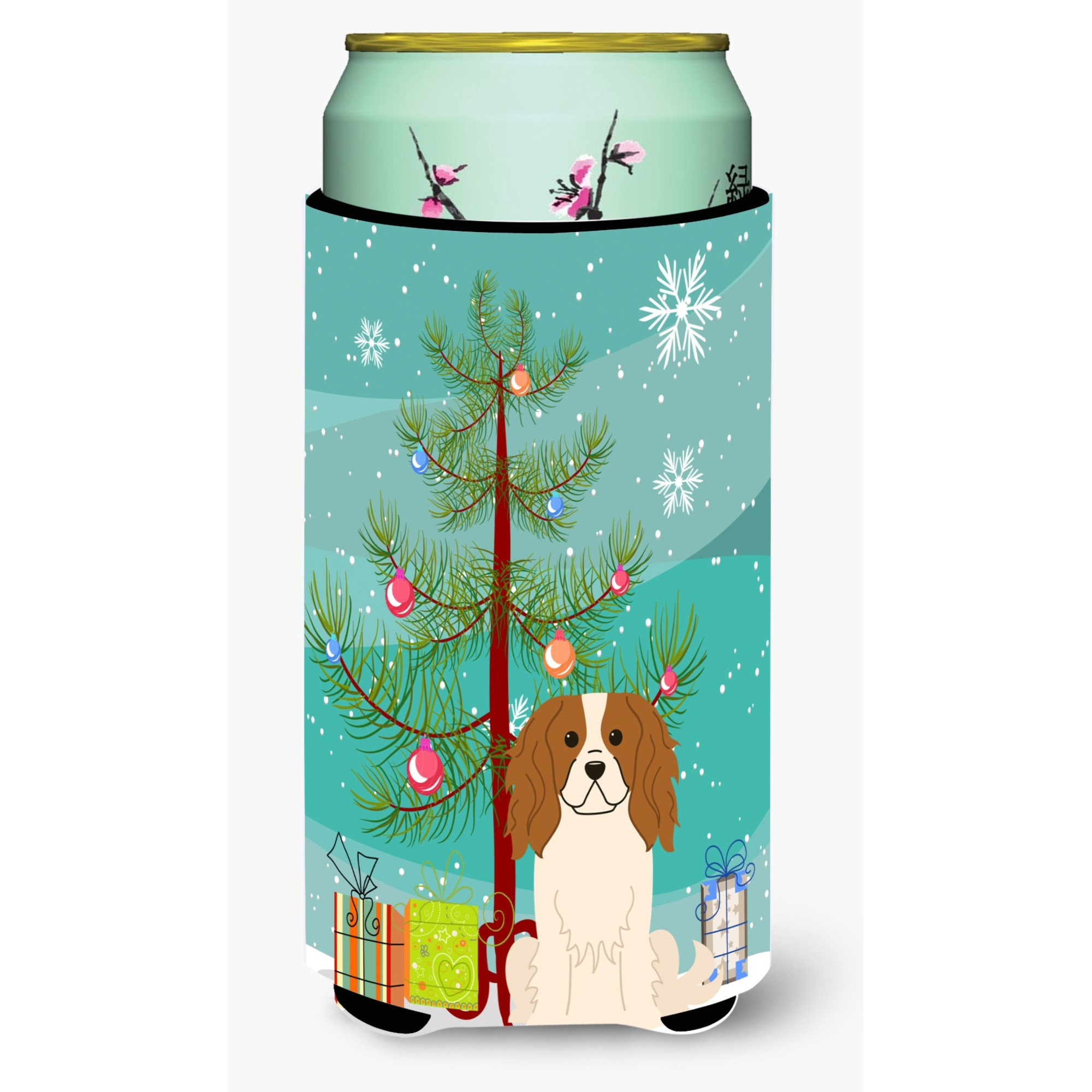 &quotCaroline's Treasures Merry Christmas Tree Cavalier Spaniel Tall Boy Beverage Insulator Hugger BB4183TBC, Multicolor"