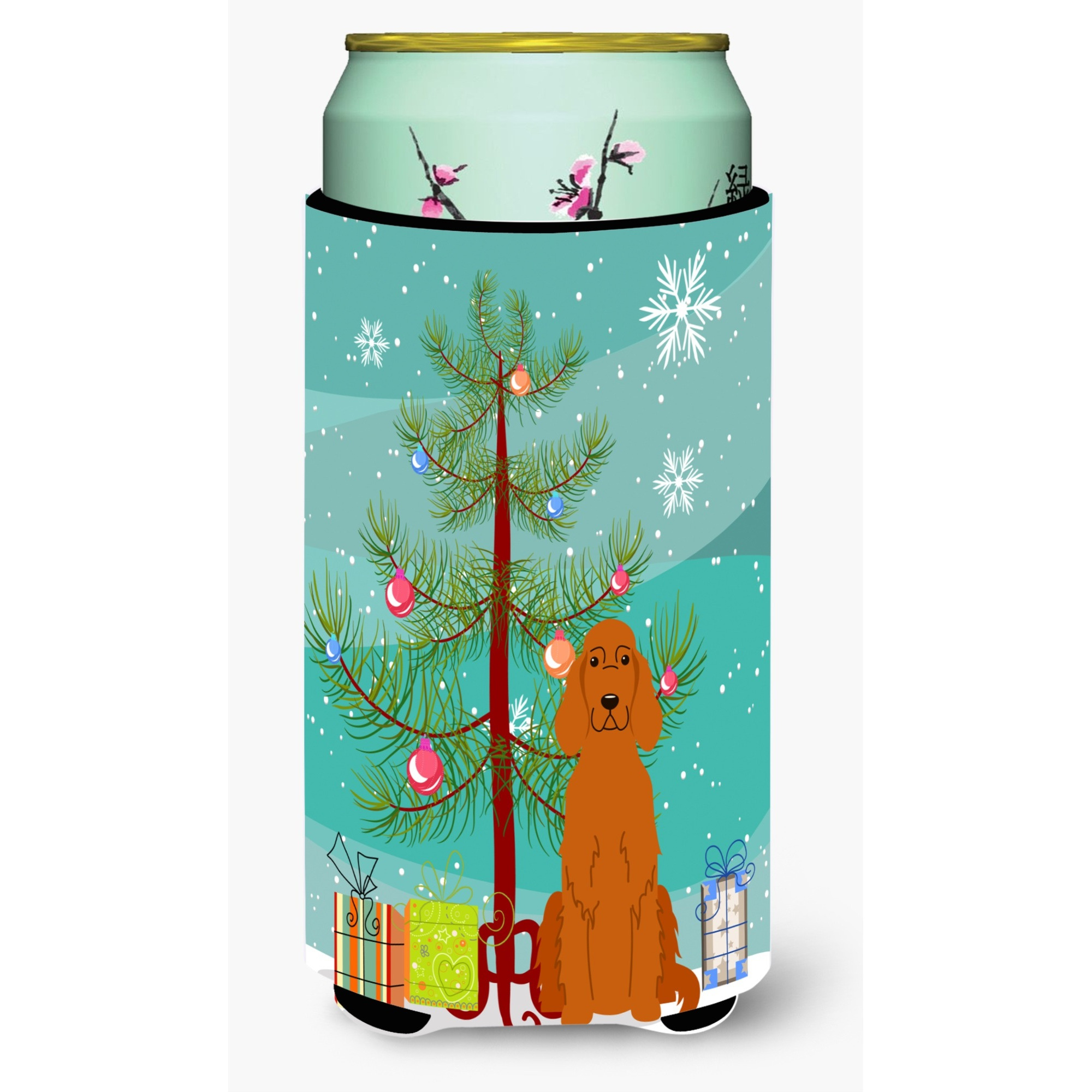 &quotCaroline's Treasures Merry Christmas Tree Irish Setter Tall Boy Beverage Insulator Hugger BB4189TBC, Multicolor"