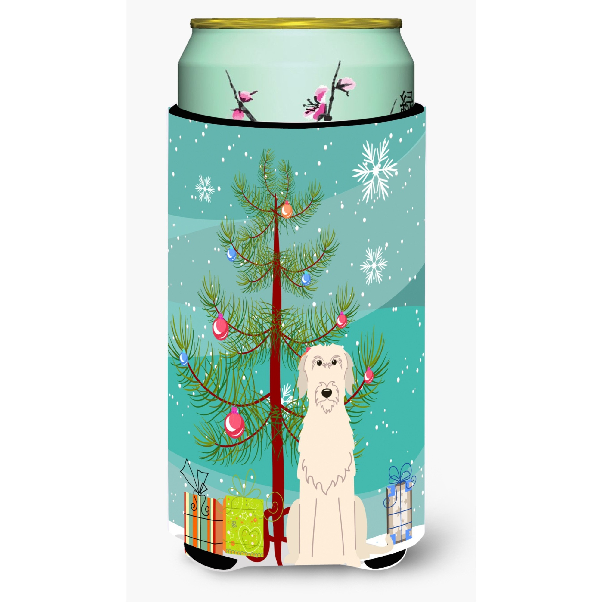 &quotCaroline's Treasures Merry Christmas Tree Irish Wolfhound Tall Boy Beverage Insulator Hugger BB4190TBC, Multicolor"