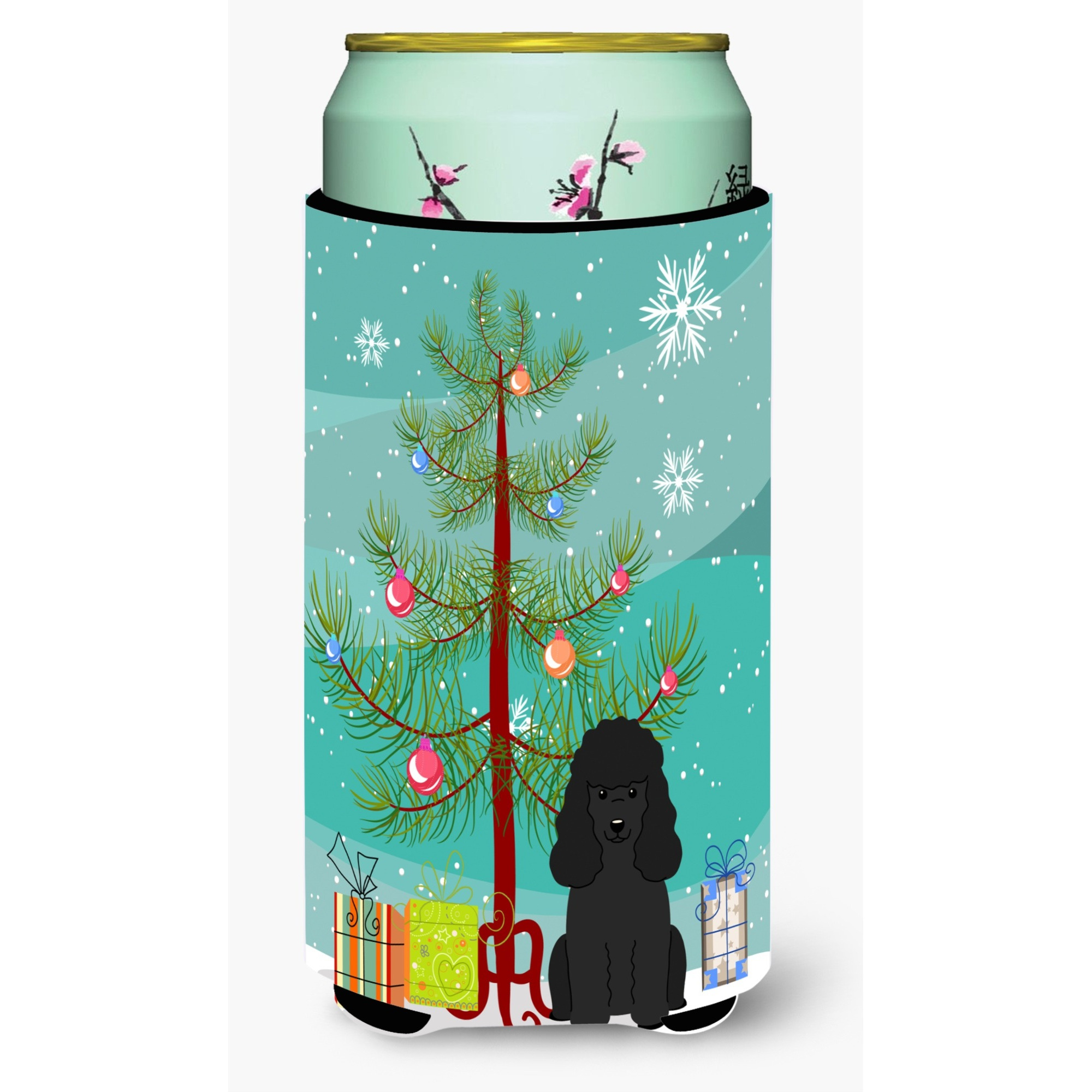 &quotCaroline's Treasures Merry Christmas Tree Poodle black Tall Boy Beverage Insulator Hugger BB4196TBC, Multicolor"