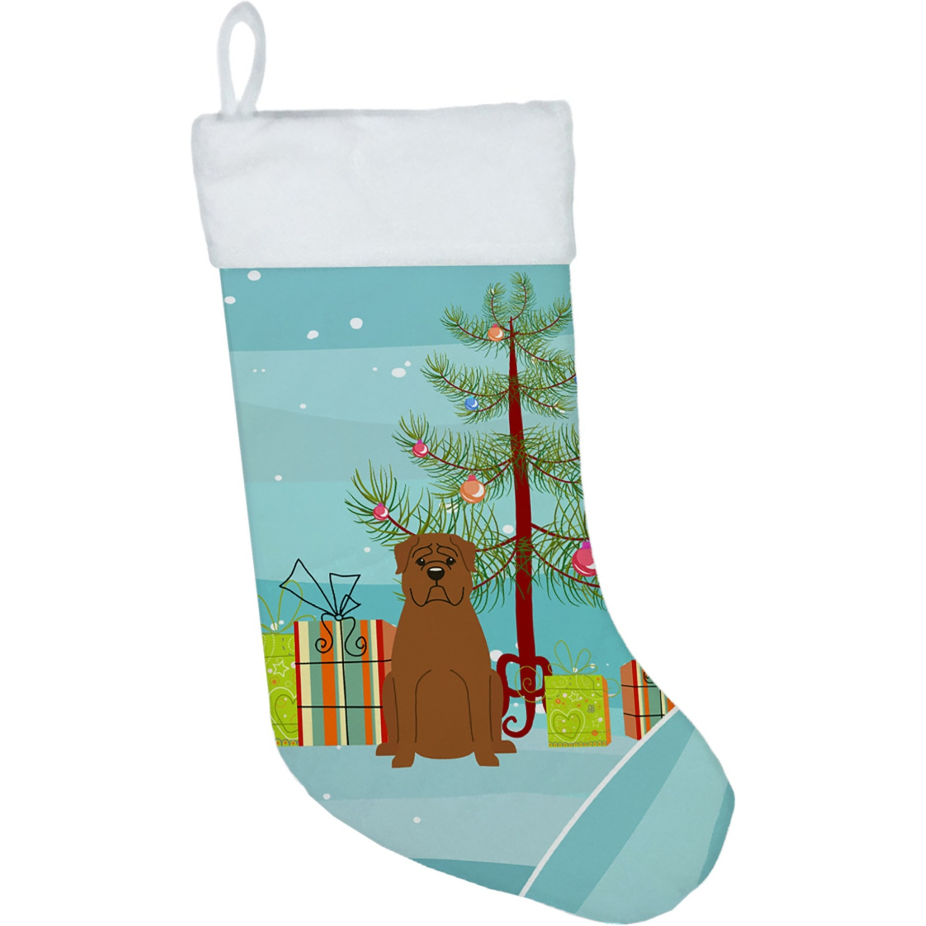 &quotCaroline's Treasures Merry Christmas Tree Dogue de Bourdeaux Stocking, Large, Multicolor"