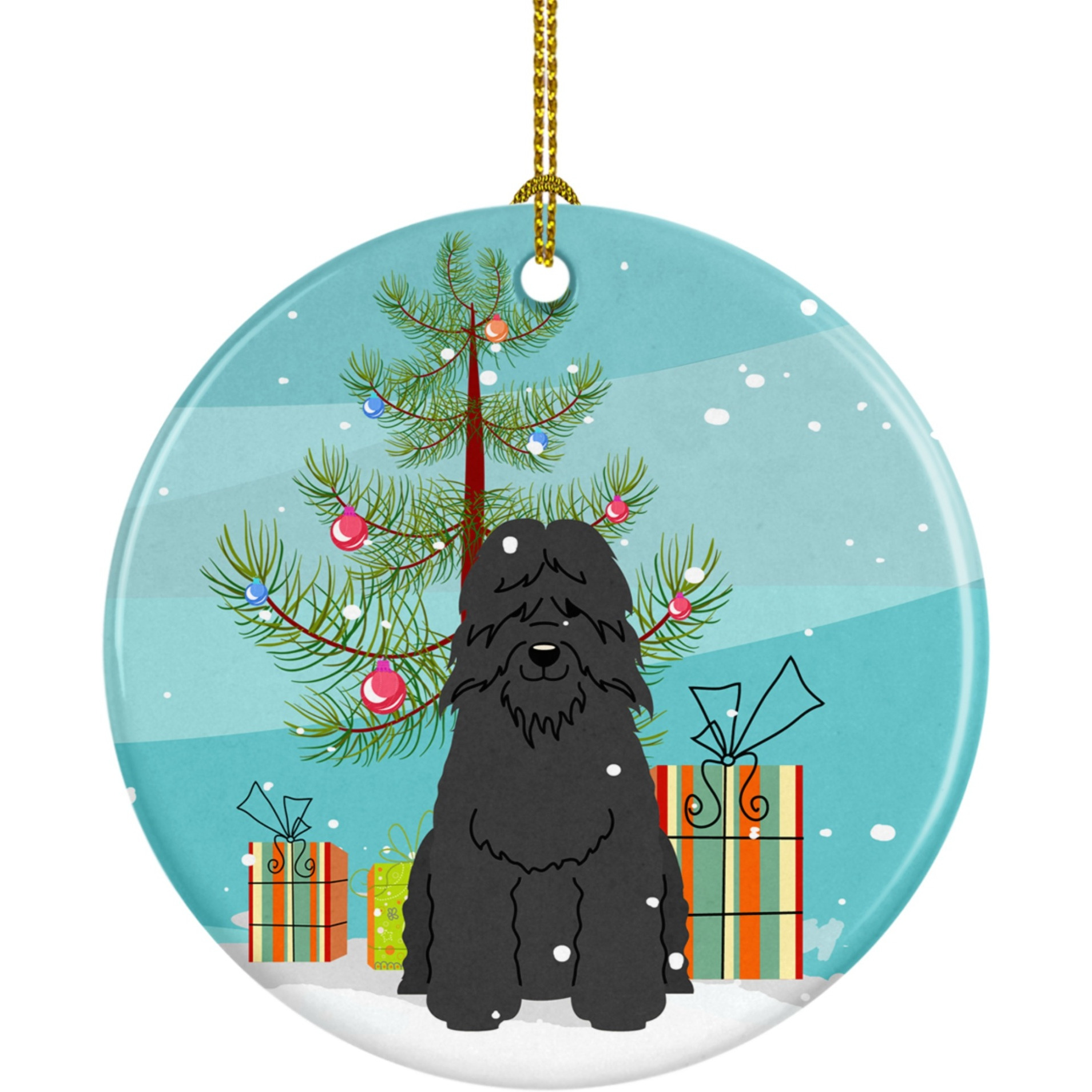 Caroline's Treasures Merry Christmas Tree Bouvier des Flandres Ceramic Ornament