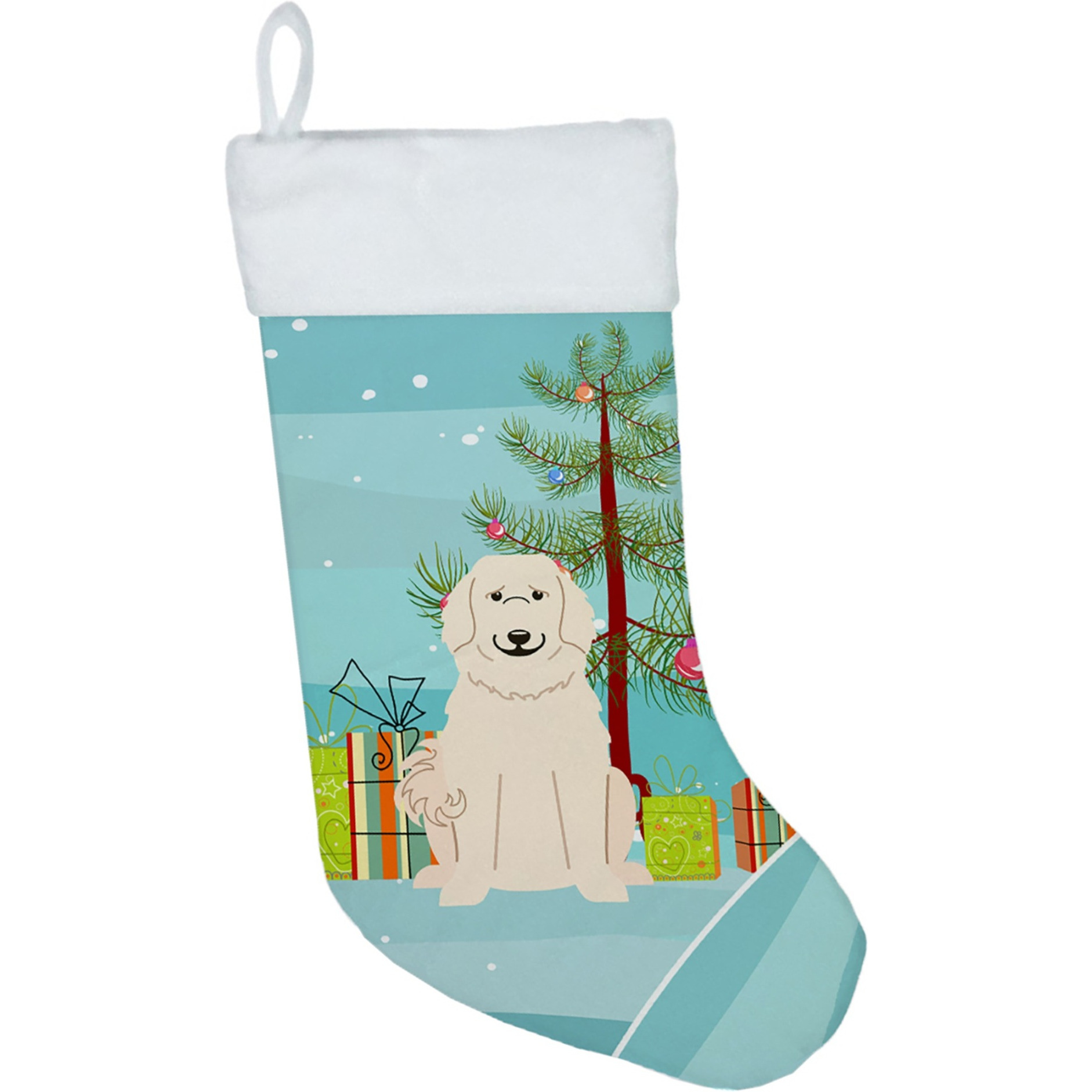 &quotCaroline's Treasures Merry Christmas Tree Pyrenese Stocking, Large, Multicolor"