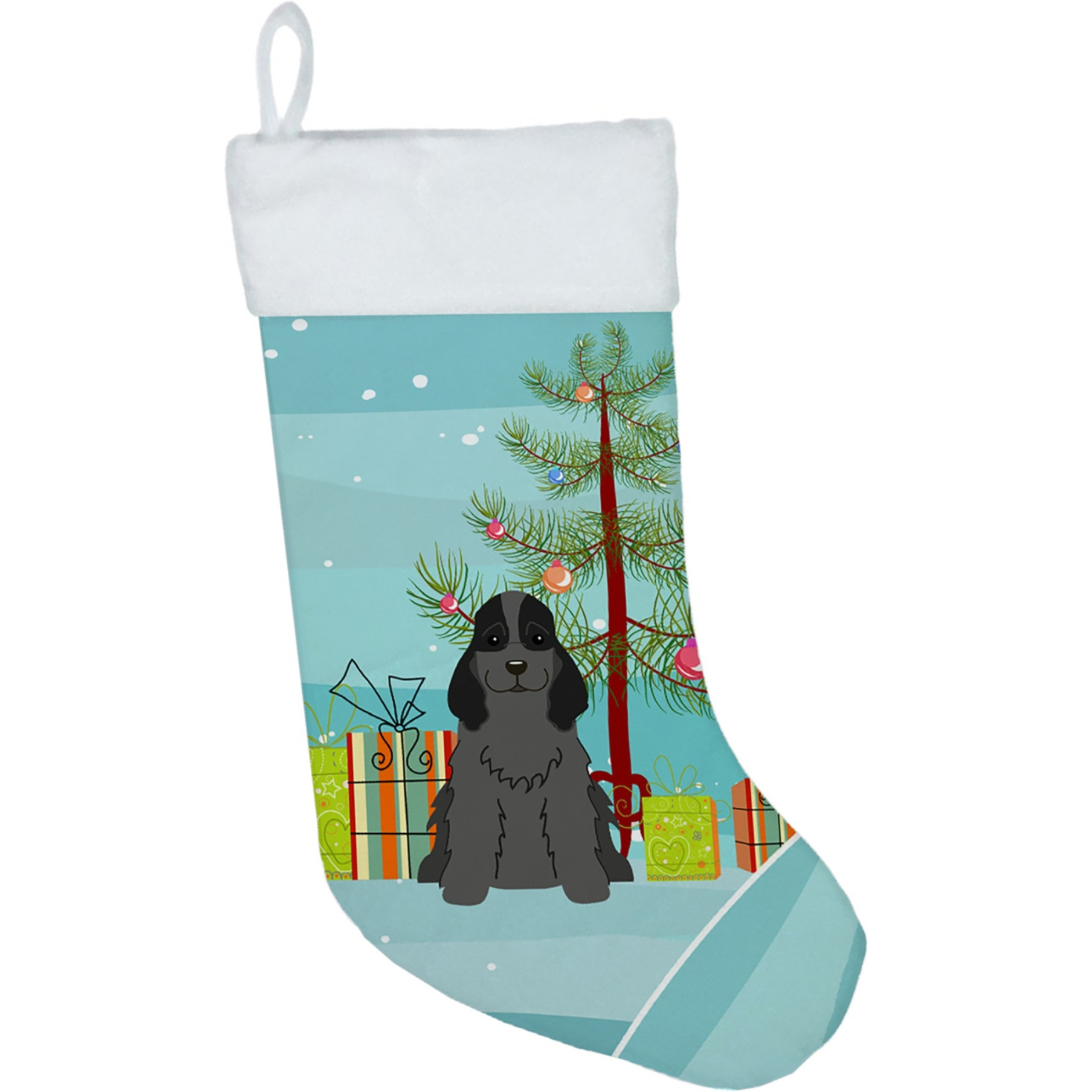 &quotCaroline's Treasures Merry Christmas Tree Cocker Spaniel Black Stocking, Large, Multicolor"