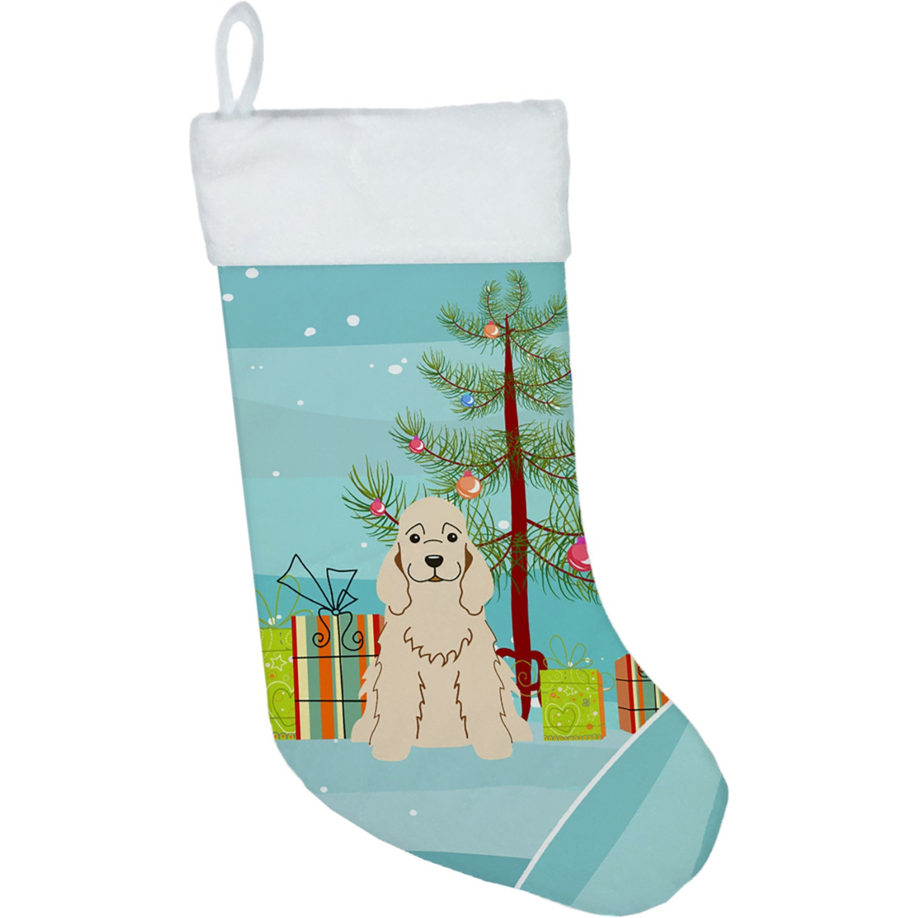 &quotCaroline's Treasures Merry Christmas Tree Cocker Spaniel Buff Stocking, Large, Multicolor"