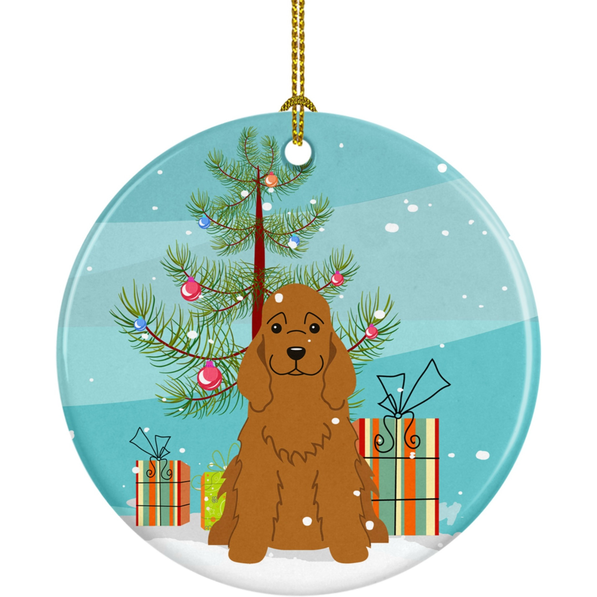 Caroline's Treasures Merry Christmas Tree Cocker Spaniel Red Ceramic Ornament