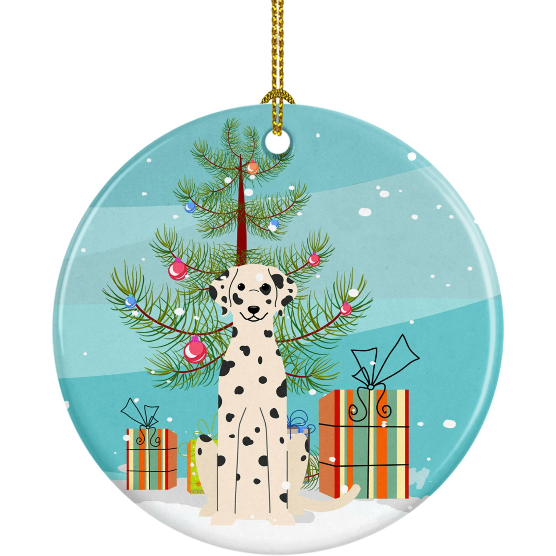 &quotCaroline's Treasures Merry Christmas Tree Dalmatian Ceramic Ornament, Multicolor"