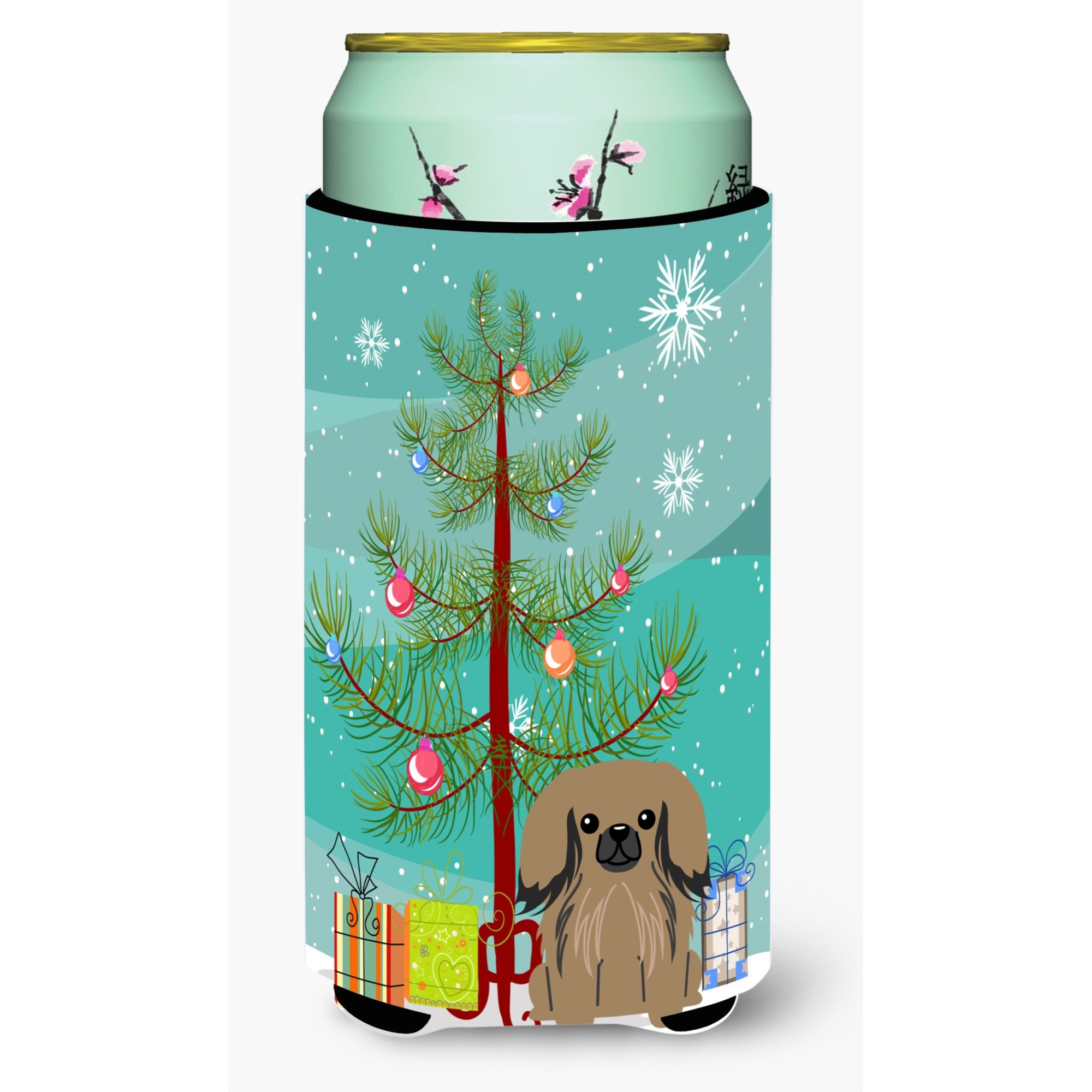 &quotCaroline's Treasures Merry Christmas Tree Pekingnese Tan Tall Boy Beverage Insulator Hugger BB4227TBC, Multicolor"