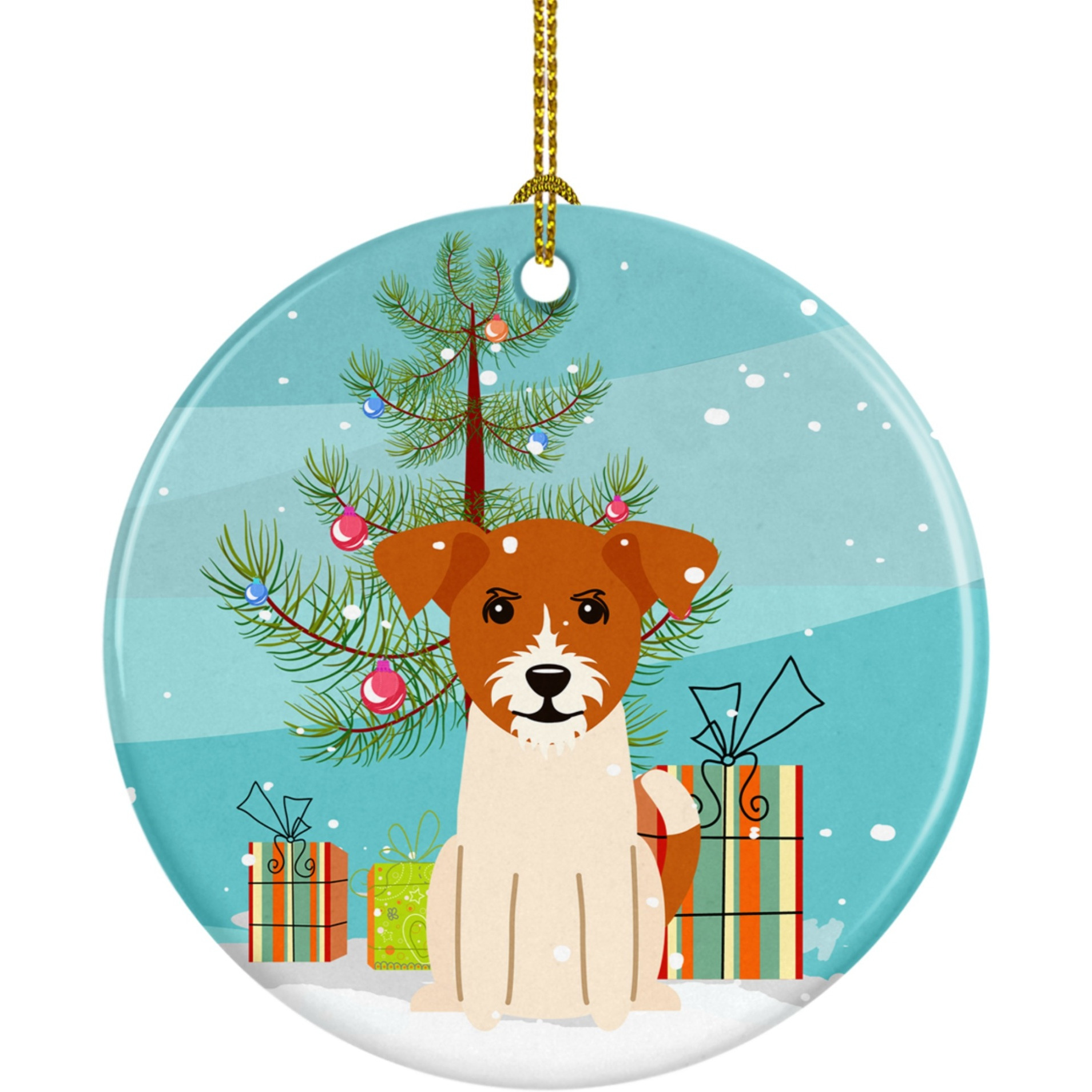 &quotCaroline's Treasures Merry Christmas Tree Jack Russell Terrier Ceramic Ornament, Multicolor"