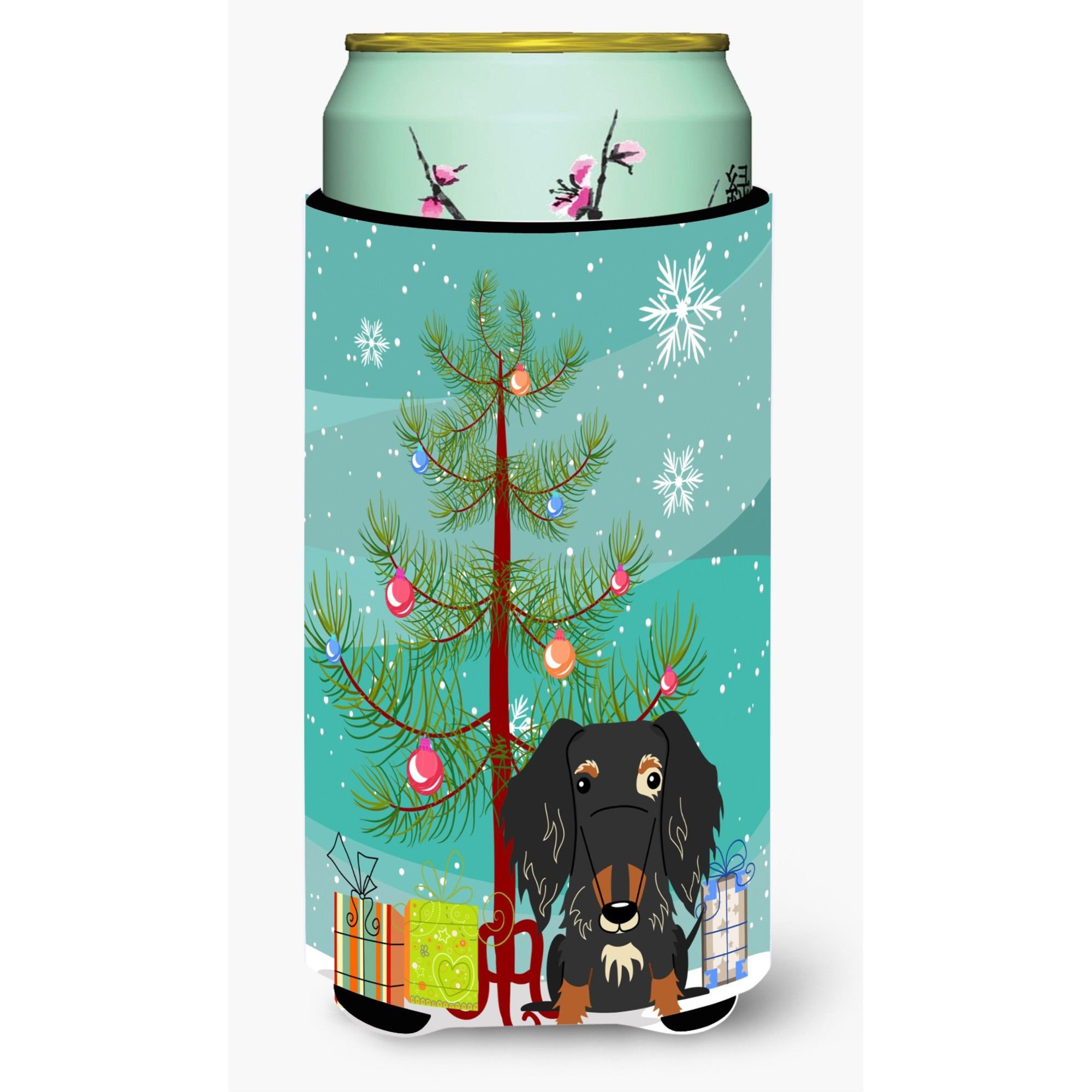 &quotCaroline's Treasures Merry Christmas Tree Wire Haired Dachshund Dapple Tall Boy Beverage Insulator Hugger BB4253TBC, Multicolor"