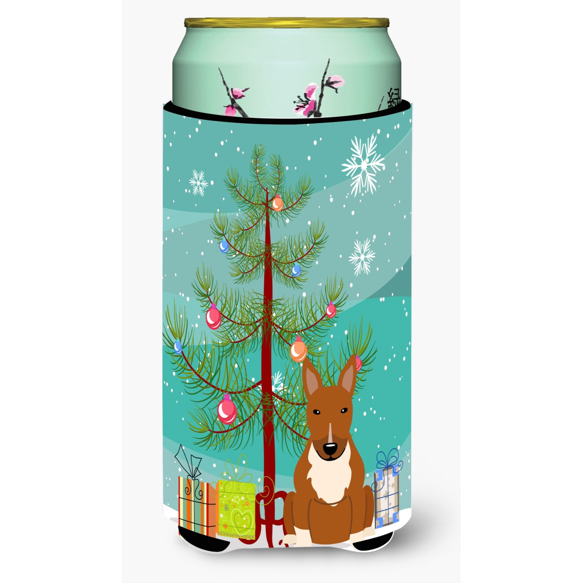 &quotCaroline's Treasures Merry Christmas Tree Bull Terrier Red Tall Boy Beverage Insulator Hugger BB4259TBC, Multicolor"