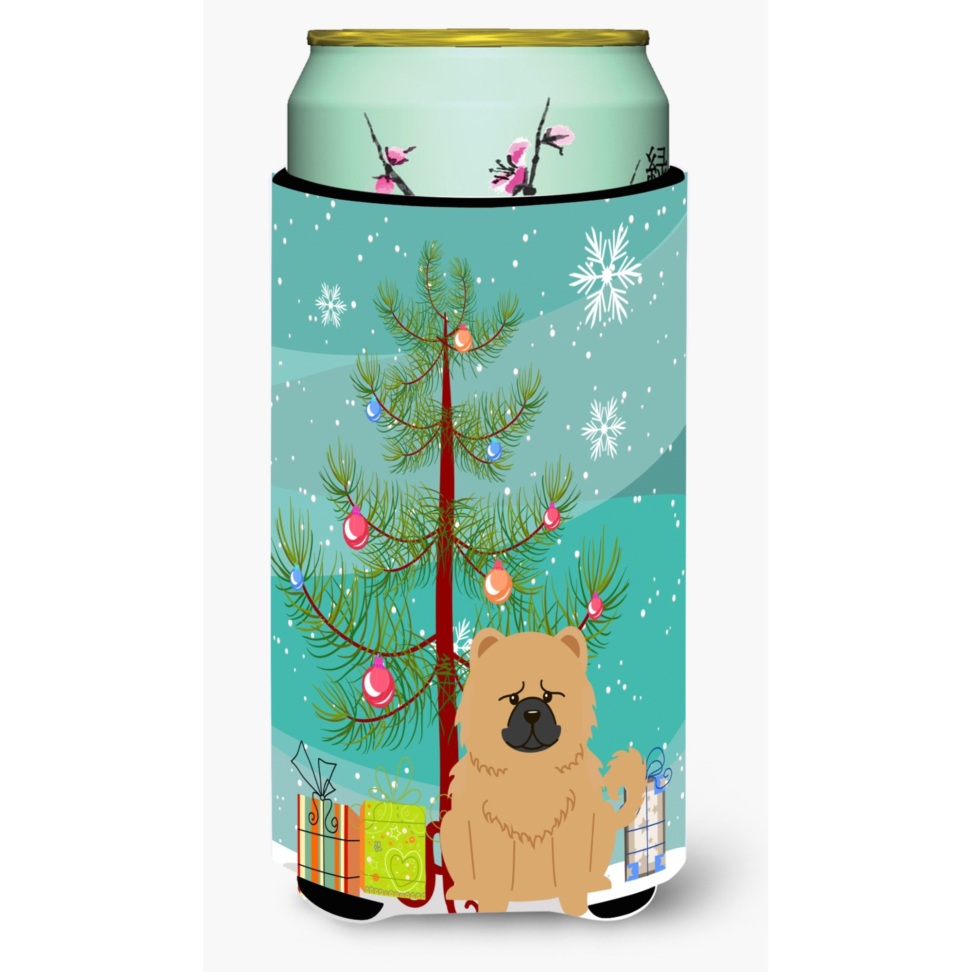 &quotCaroline's Treasures Merry Christmas Tree Chow Cream Tall Boy Beverage Insulator Hugger BB4269TBC, Multicolor"