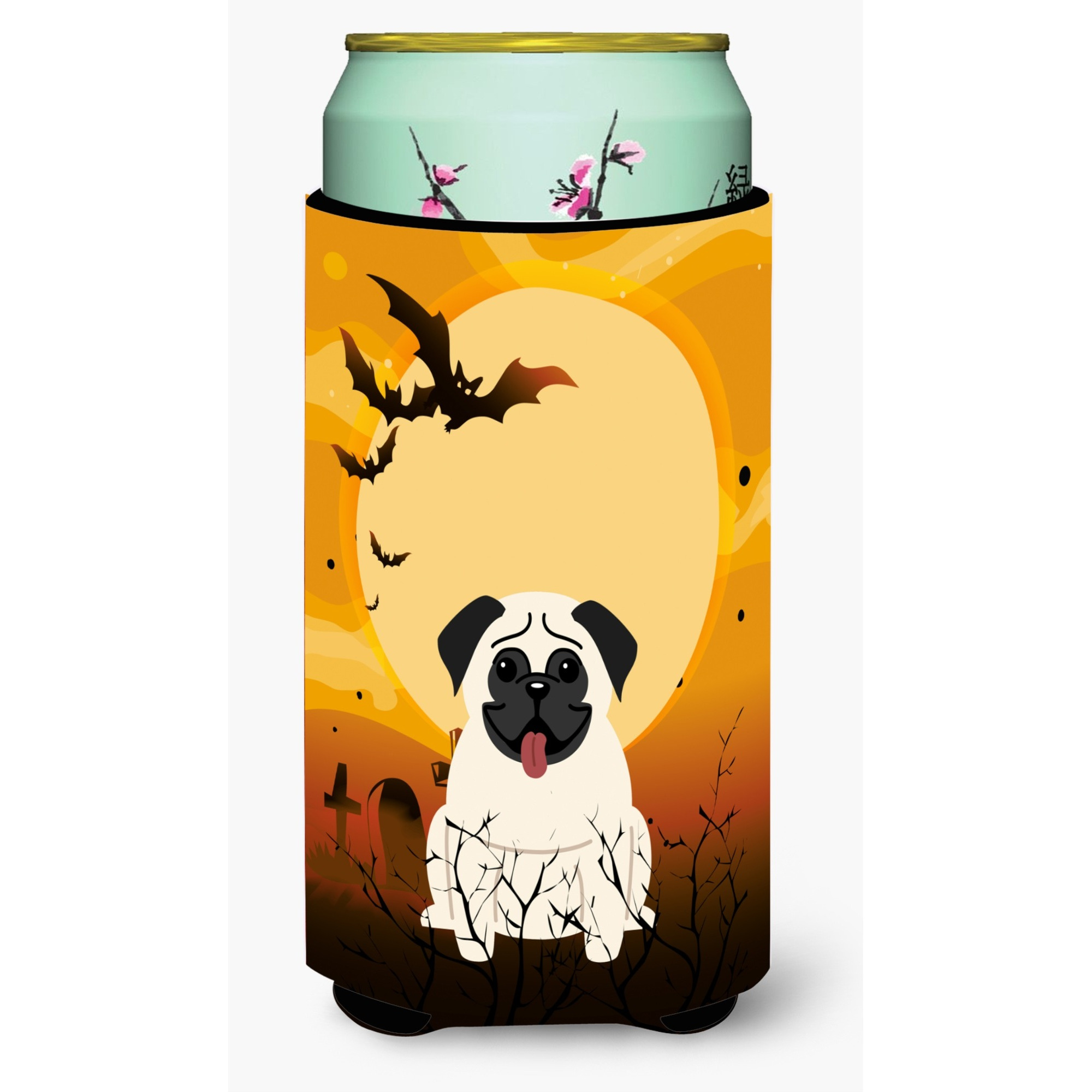 &quotCaroline's Treasures Halloween Pug Cream Tall Boy Beverage Insulator Hugger BB4270TBC, Multicolor"