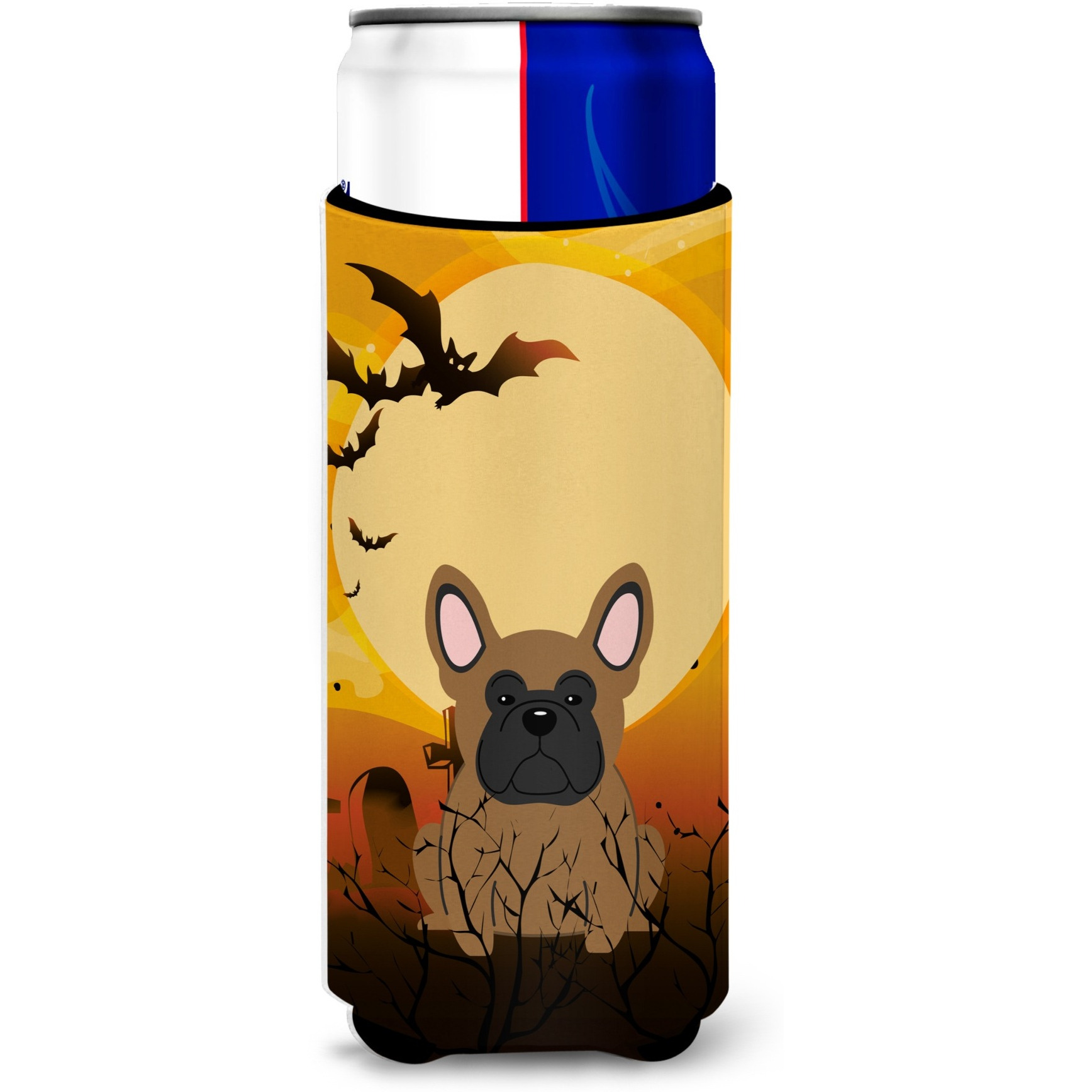 &quotCaroline's Treasures BB4279MUK Halloween French Bulldog Brown Michelob Ultra Hugger for Slim Cans, Multicolor"