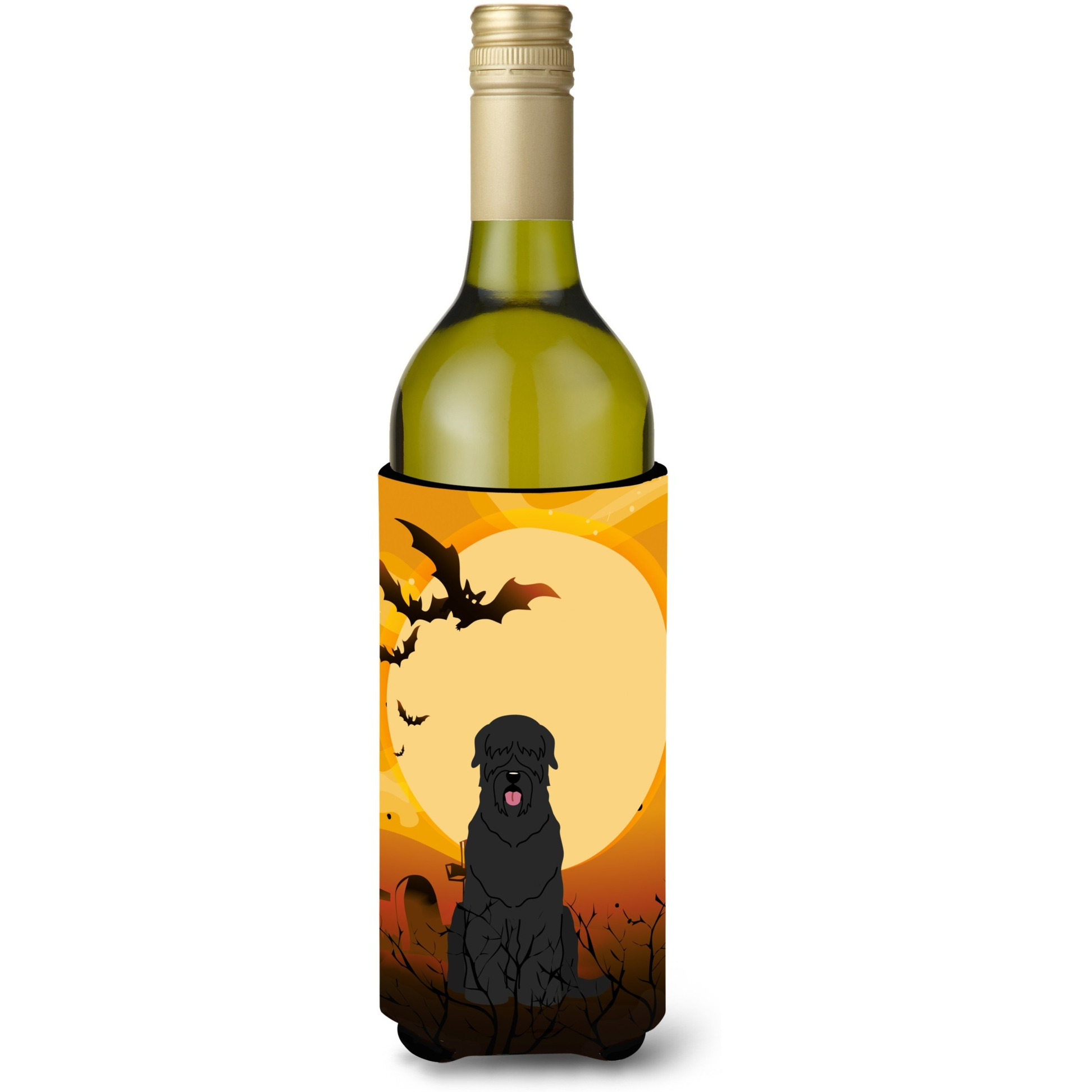 &quotCaroline's Treasures BB4292LITERK Halloween Black Russian Terrier Wine Bottle Beverage Insulator Hugger, 750ml, Multicolor"