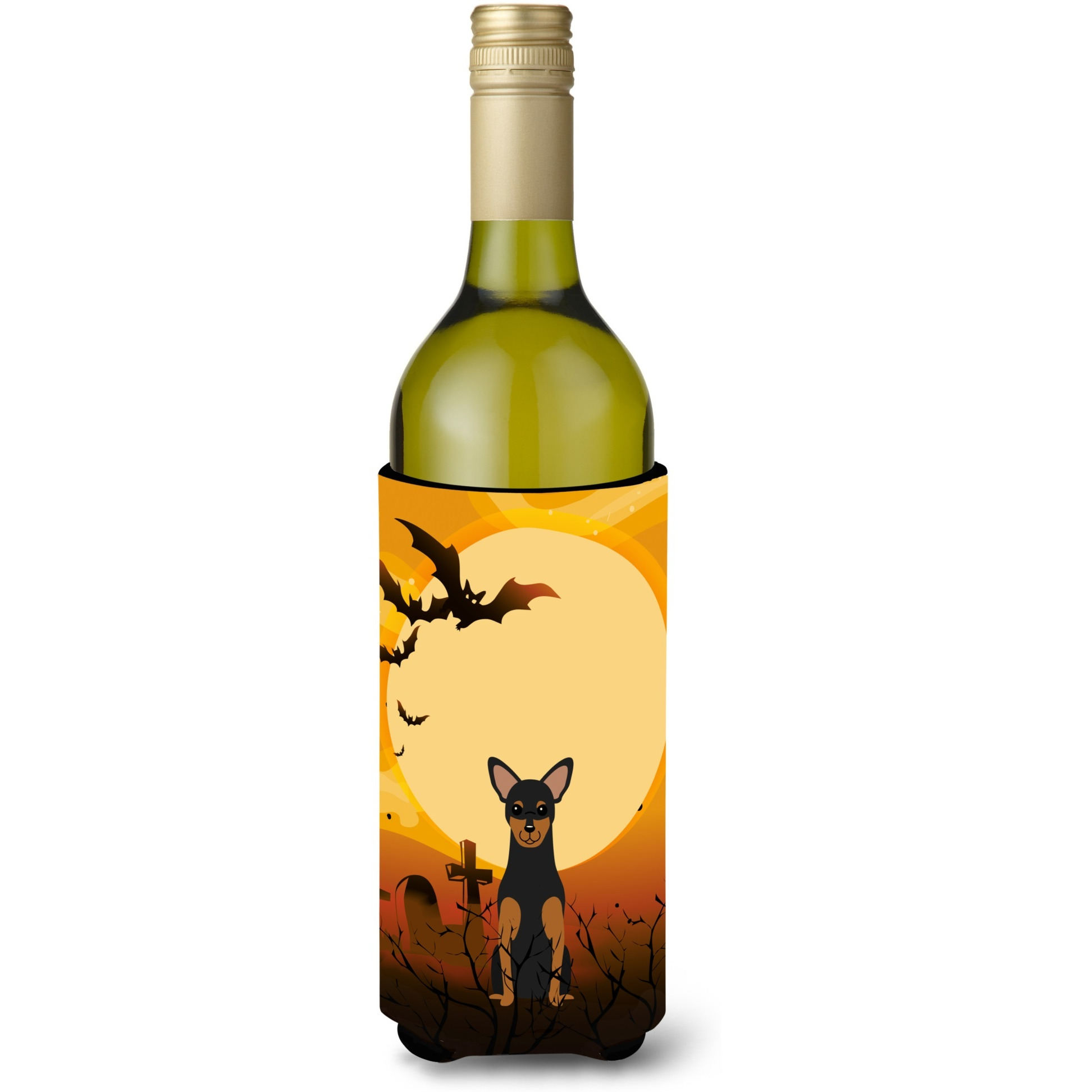 &quotCaroline's Treasures BB4294LITERK Halloween Manchester Terrier Wine Bottle Beverage Insulator Hugger, 750ml, Multicolor"