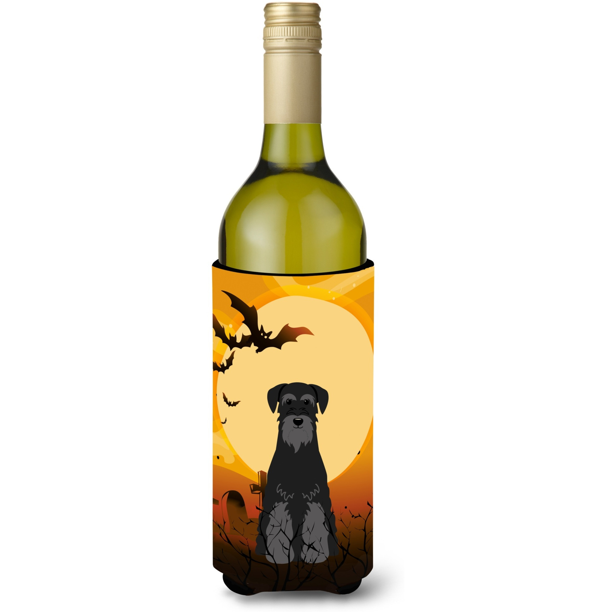 &quotCaroline's Treasures BB4298LITERK Halloween Standard Schnauzer Black Wine Bottle Beverage Insulator Hugger, 750ml, Multicolor"