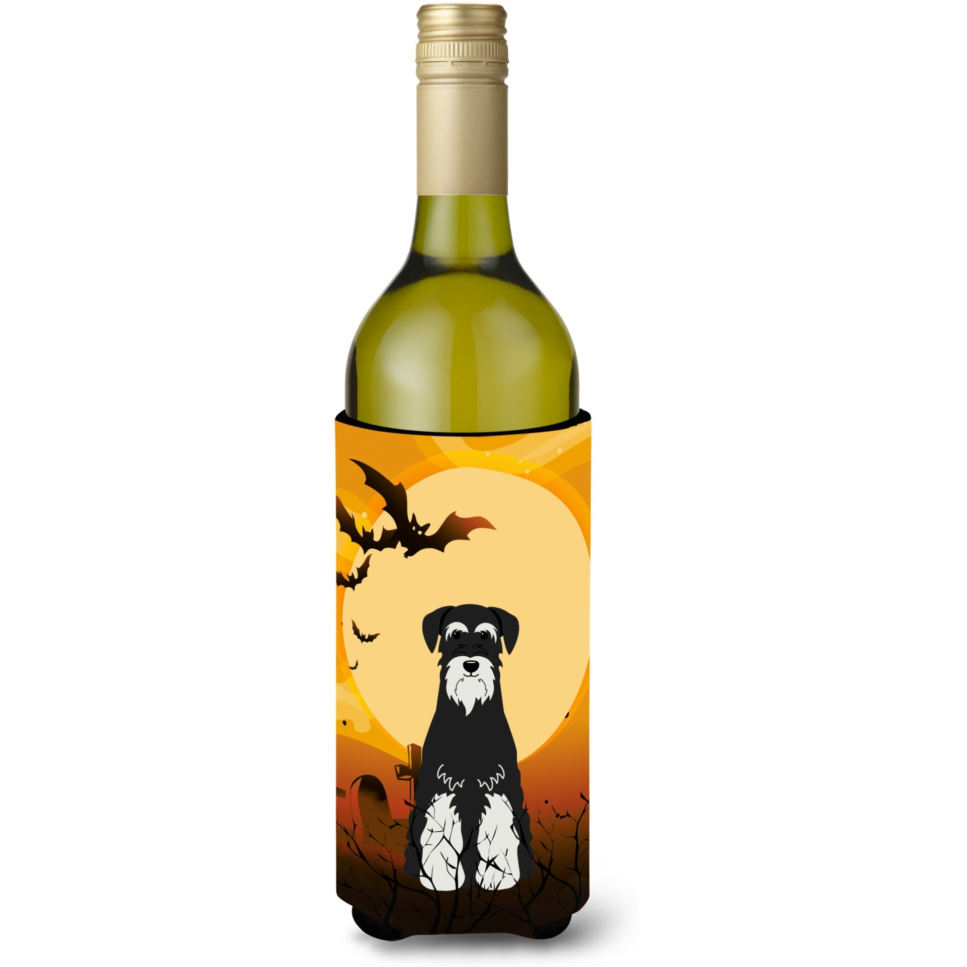 &quotCaroline's Treasures BB4299LITERK Halloween Standard Schnauzer Salt and Pepper Wine Bottle Beverage Insulator Hugger, 750ml, Multicolor"