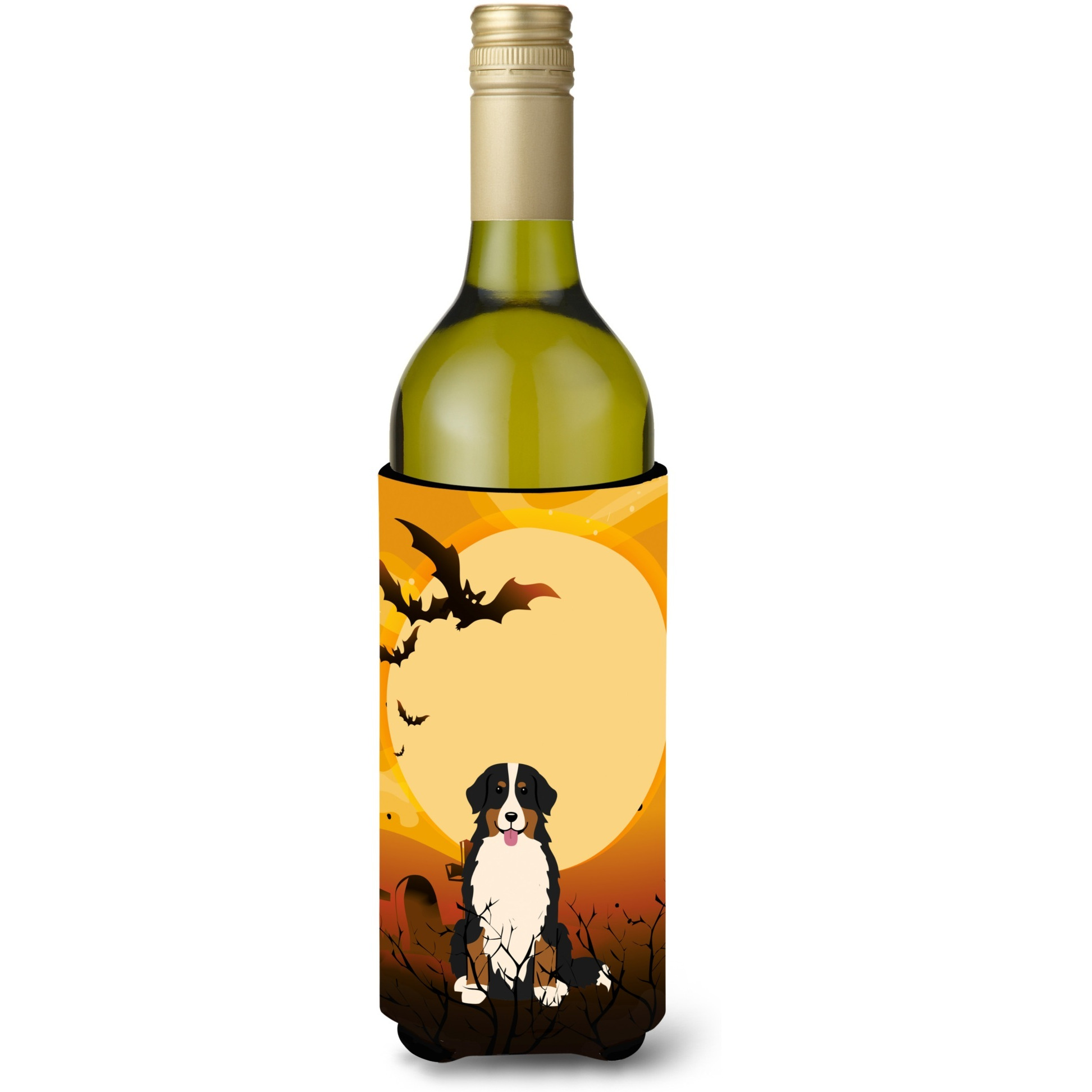 &quotCaroline's Treasures BB4302LITERK Halloween Bernese Mountain Dog Wine Bottle Beverage Insulator Hugger, 750ml, Multicolor"