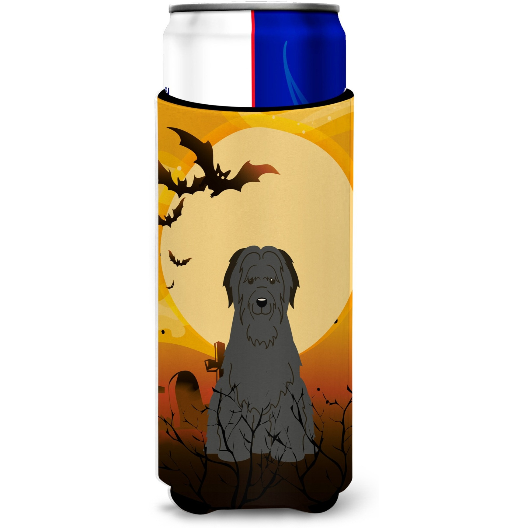 &quotCaroline's Treasures BB4347MUK Halloween Briard Black Michelob Ultra Hugger for Slim Cans, Multicolor"