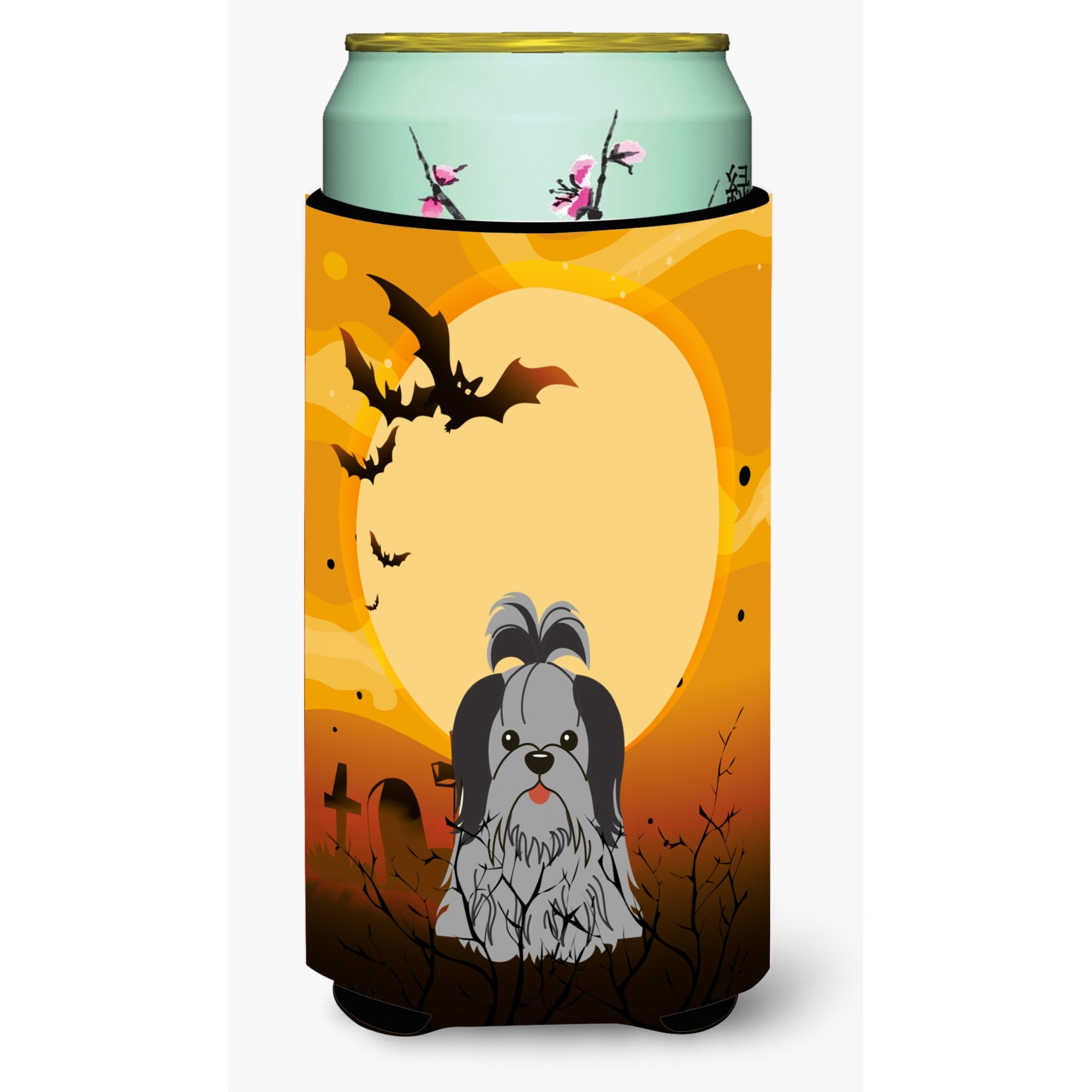 &quotCaroline's Treasures Halloween Shih Tzu black Silver Tall Boy Beverage Insulator Hugger BB4355TBC, Multicolor"