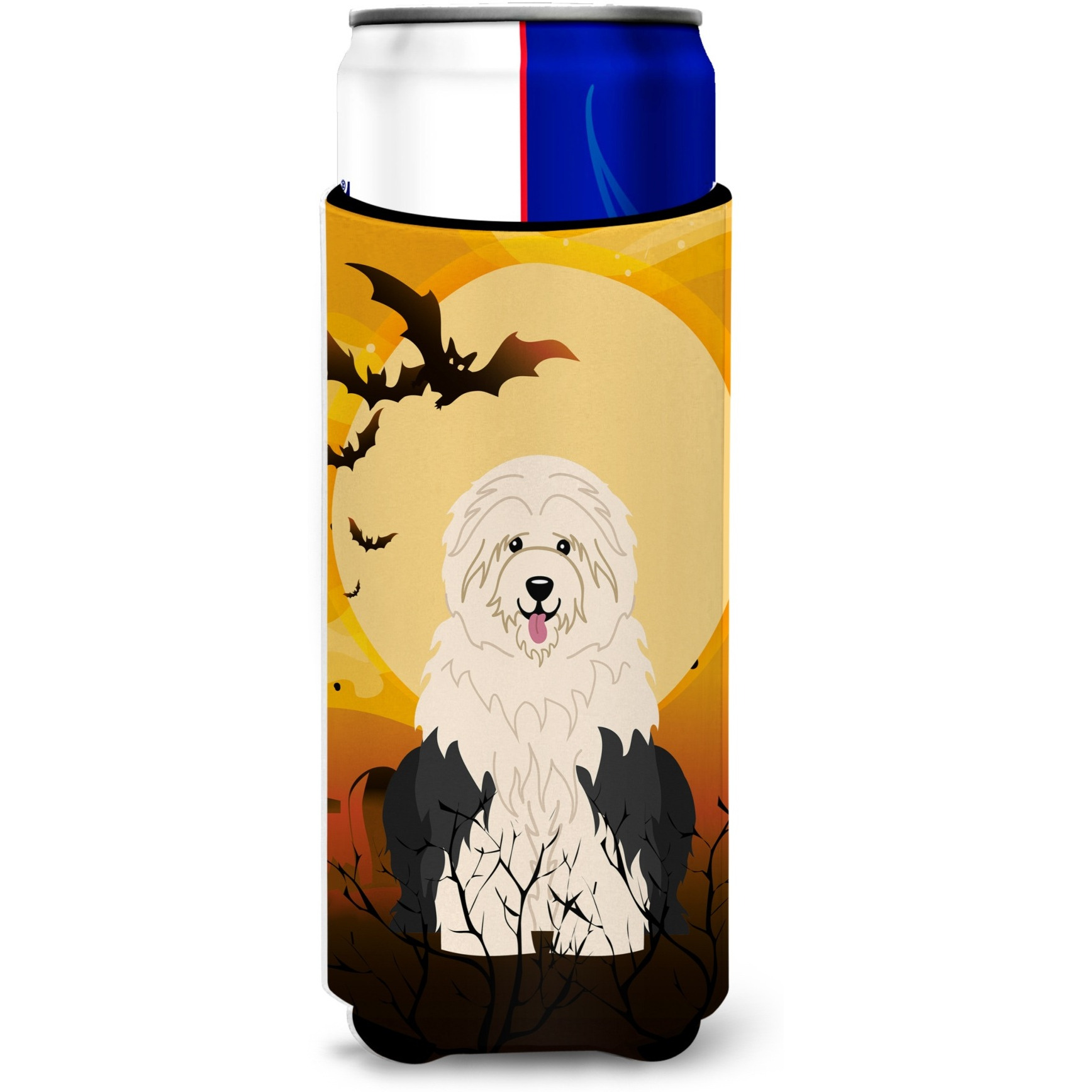 &quotCaroline's Treasures BB4362MUK Halloween Old English Sheepdog Michelob Ultra Hugger for Slim Cans, Multicolor"