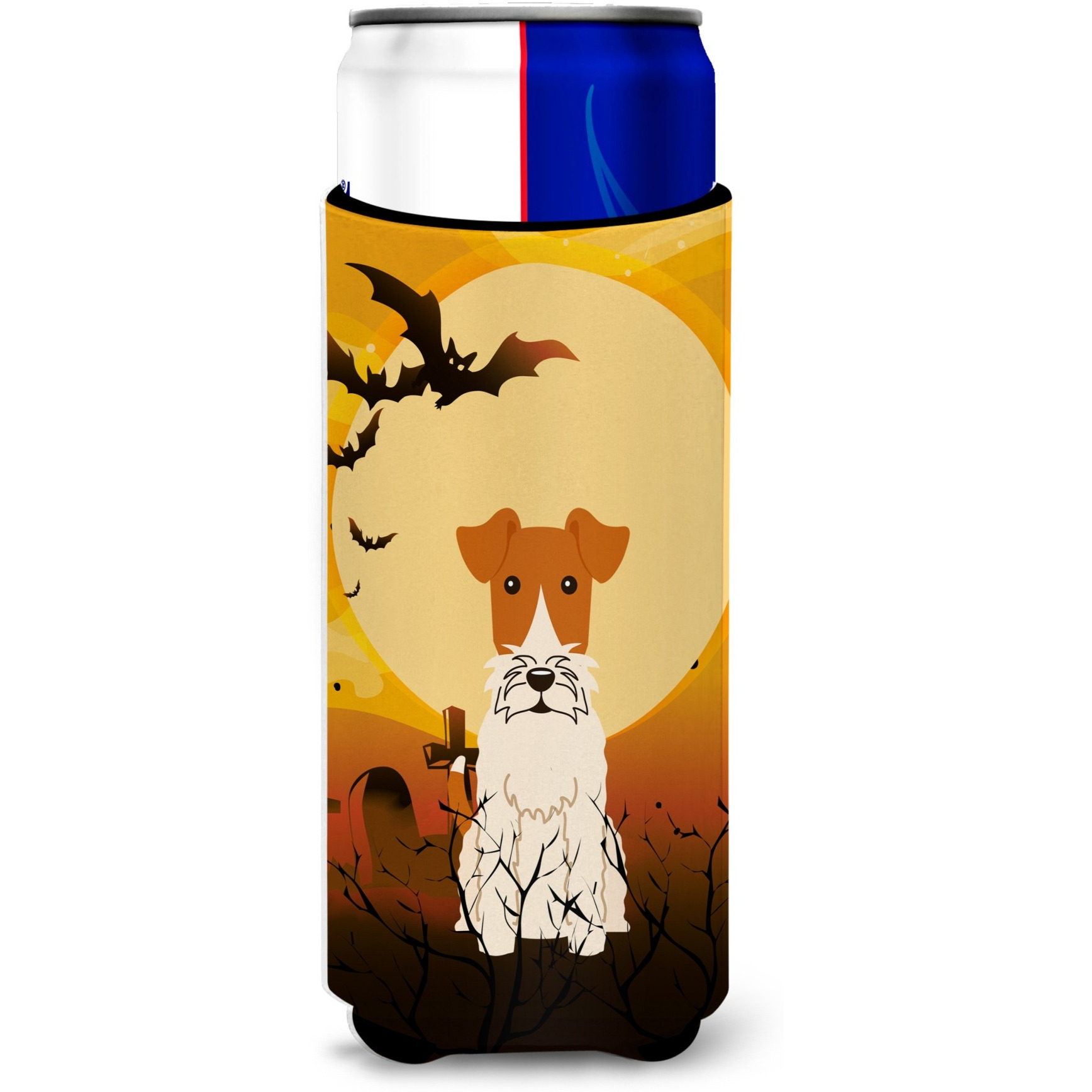 &quotCaroline's Treasures BB4367MUK Halloween Wire Fox Terrier Michelob Ultra Hugger for Slim Cans, Multicolor"
