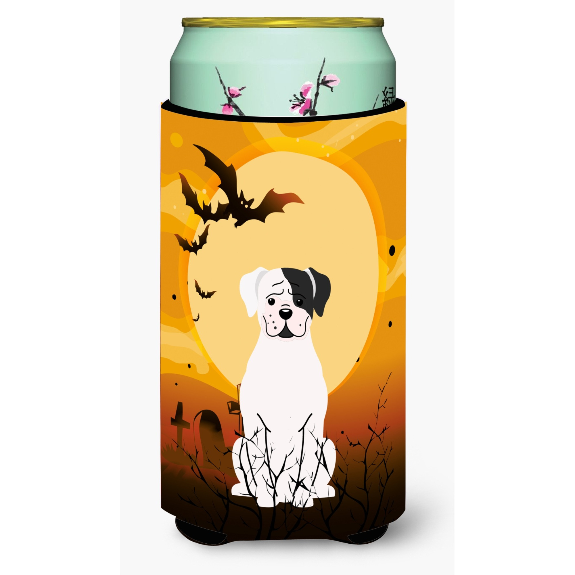 &quotCaroline's Treasures Halloween White Boxer Cooper Tall Boy Beverage Insulator Hugger BB4380TBC, Multicolor"