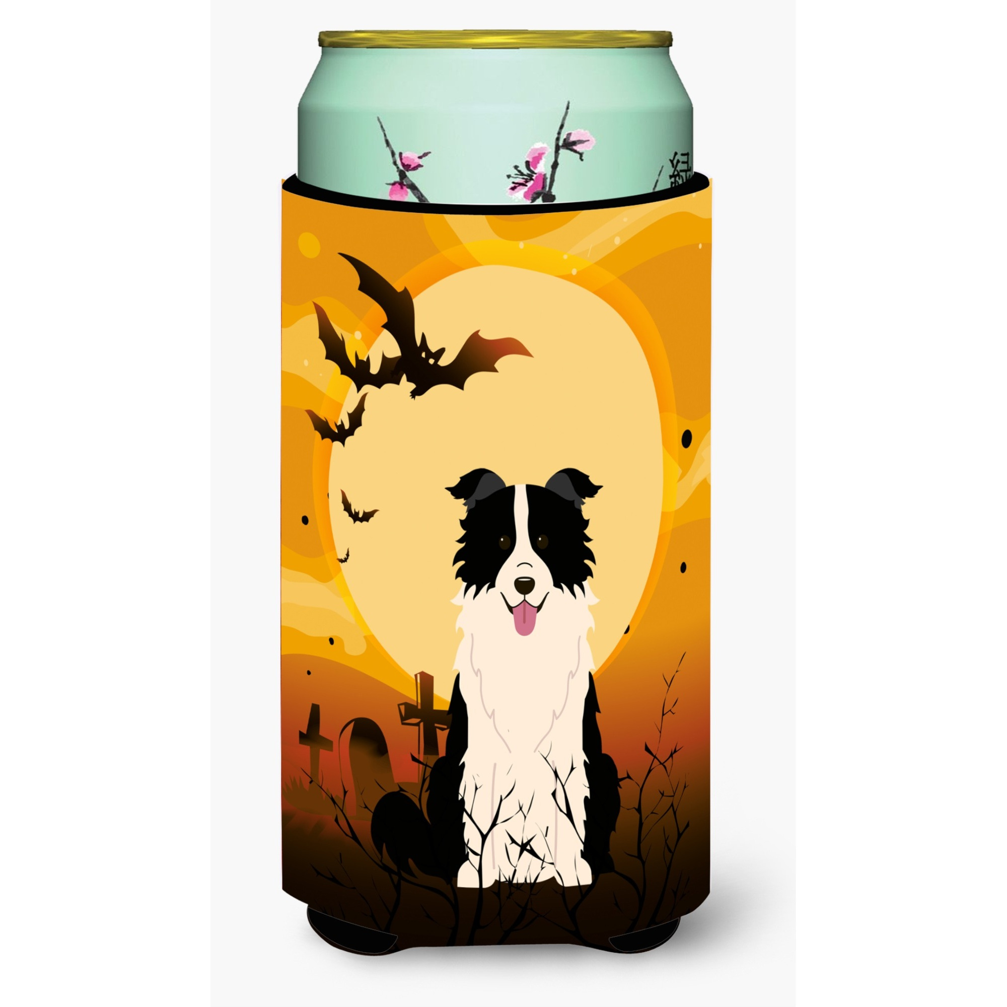 &quotCaroline's Treasures Halloween Border Collie black White Tall Boy Beverage Insulator Hugger BB4384TBC, Multicolor"