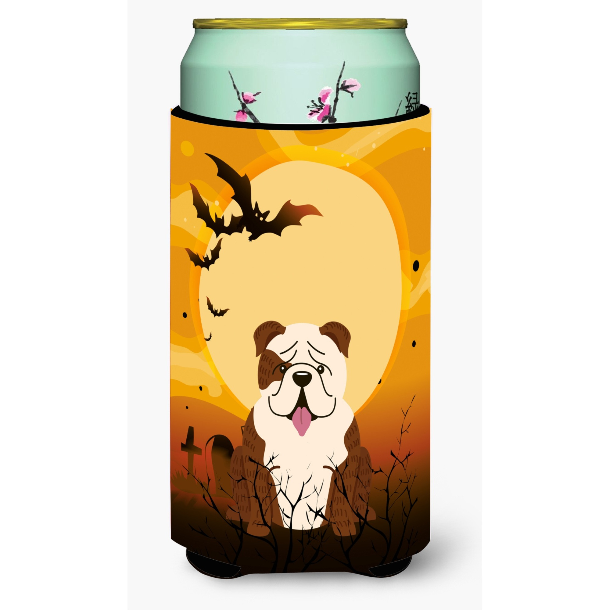 &quotCaroline's Treasures Halloween English Bulldog Brindle White Tall Boy Beverage Insulator Hugger BB4387TBC, Multicolor"